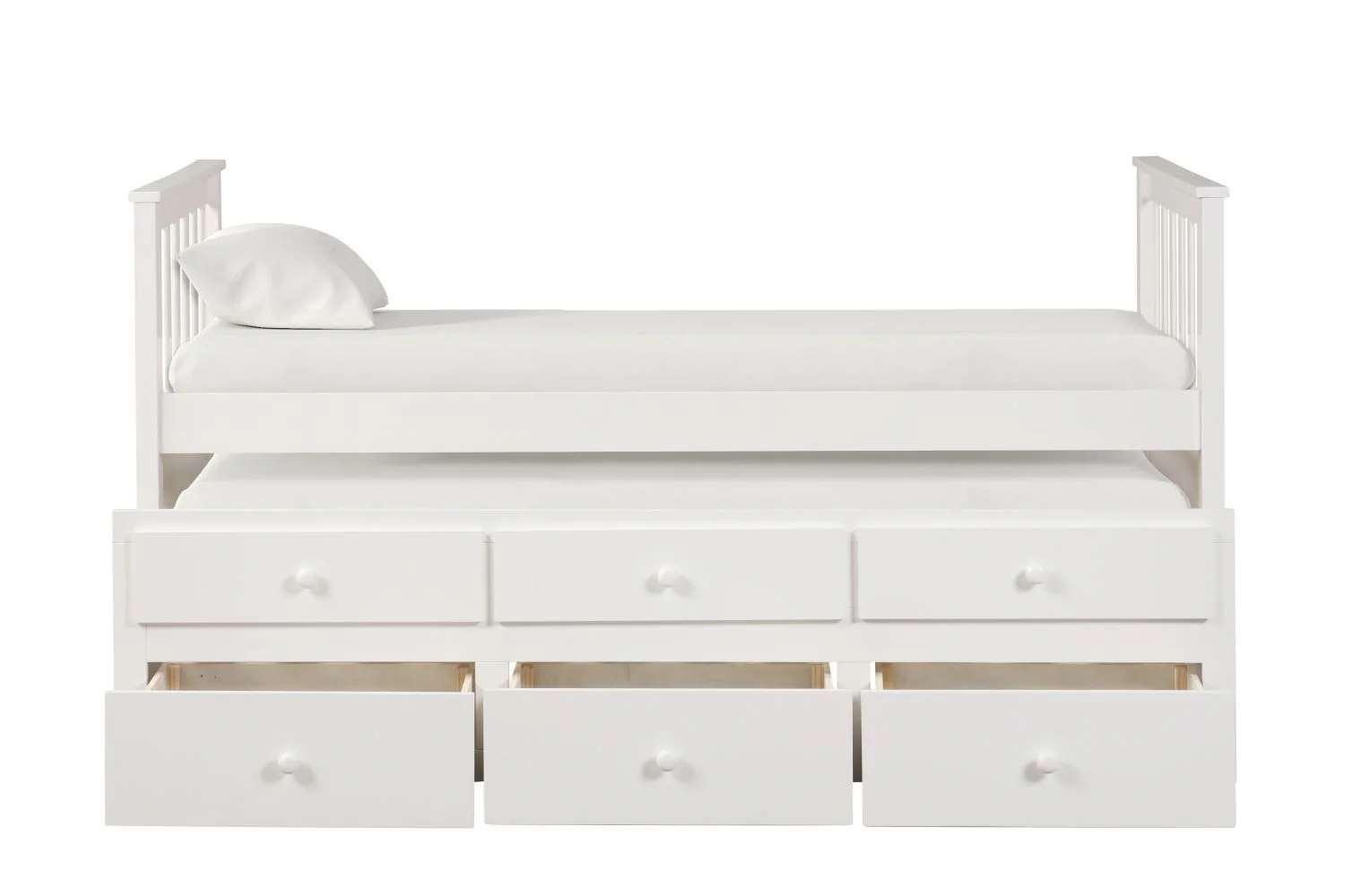 Trudy 3-Piece Twin Captain Bed with Trundle - White - Image 3