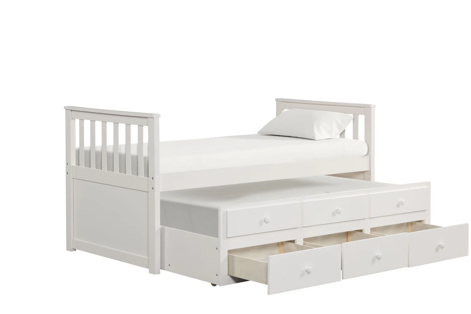 Trudy 3-Piece Twin Captain Bed with Trundle - White - Image 4