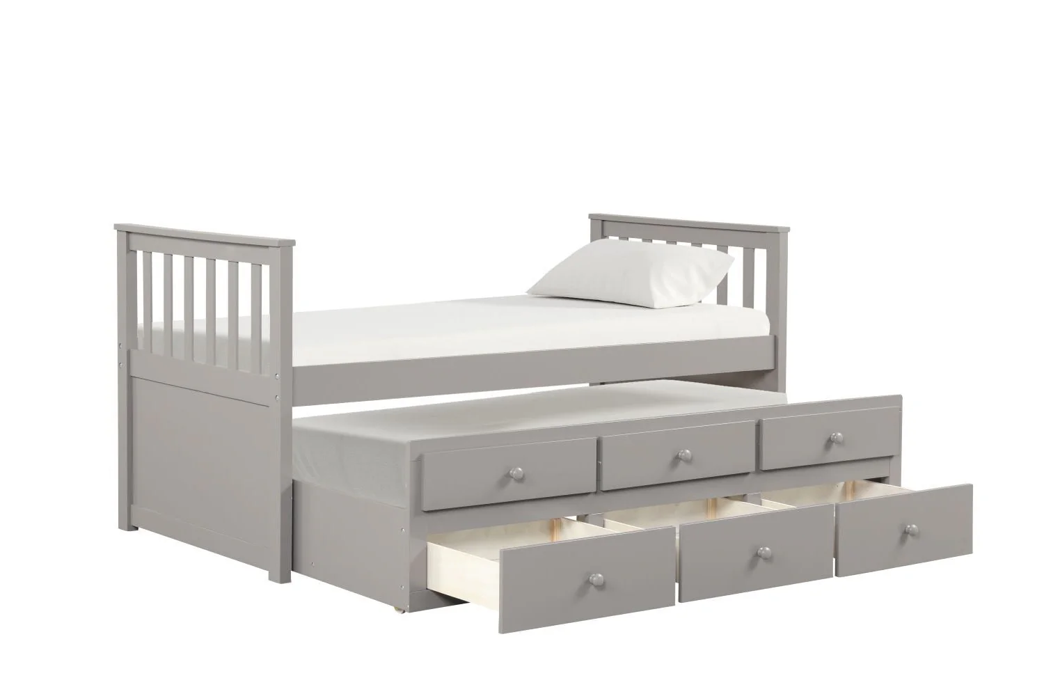 Trudy 5-Piece Twin Captain Bedroom Package with Trundle - Grey - Image 3