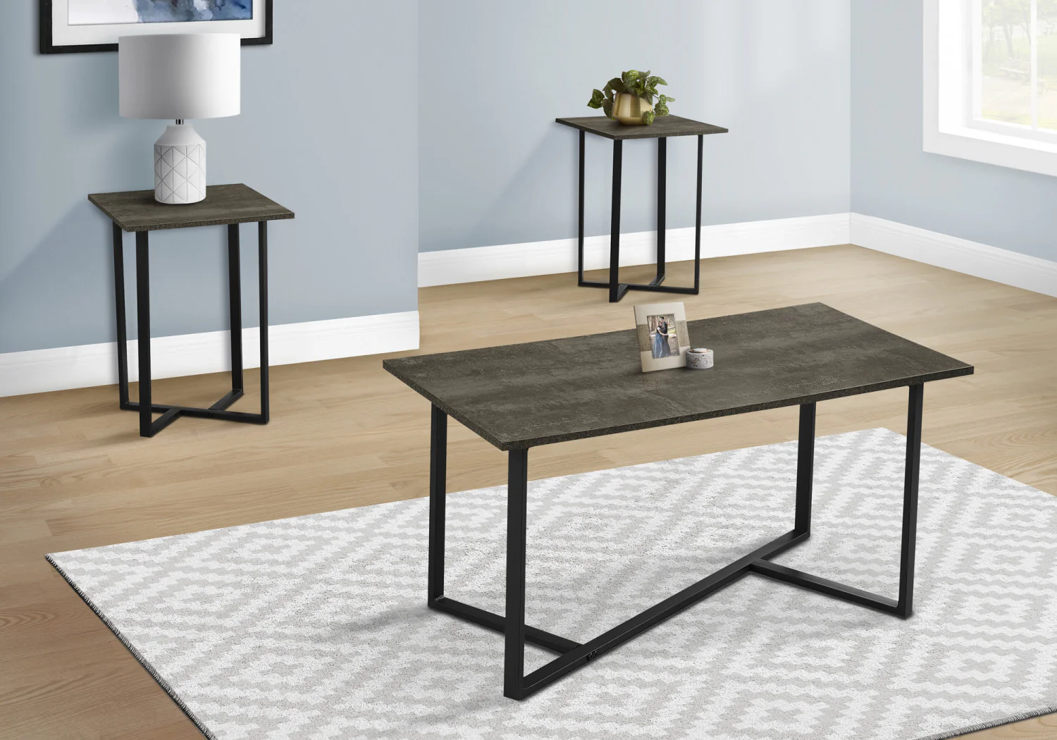 Valencia 3-piece Coffee Table Set - Black, Brown - Image 2