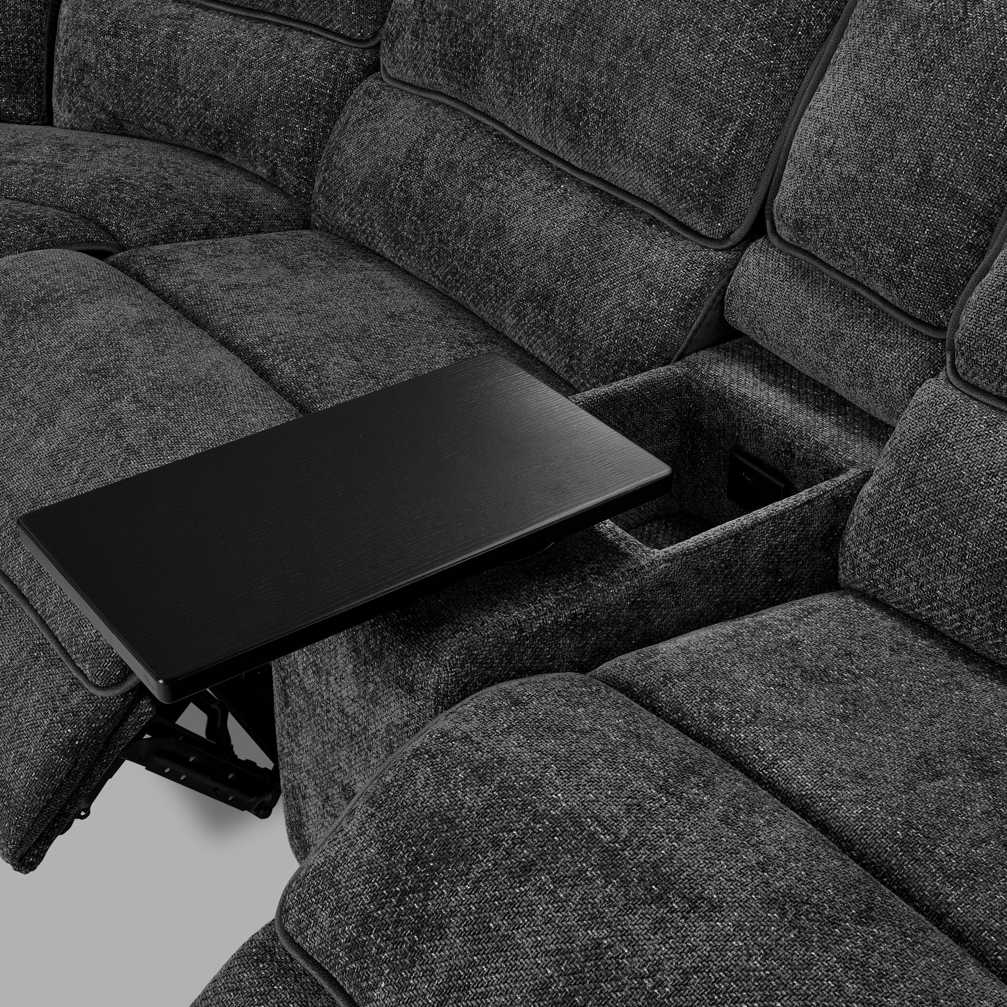 Vandelay 6-Piece Dual Power Reclining Sectional with Console and Reclining Armless Chair - Grey - Image 7