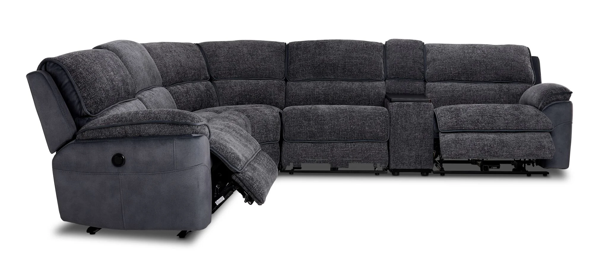 Vandelay 6-Piece Dual Power Reclining Sectional with Console - Blue - Image 4