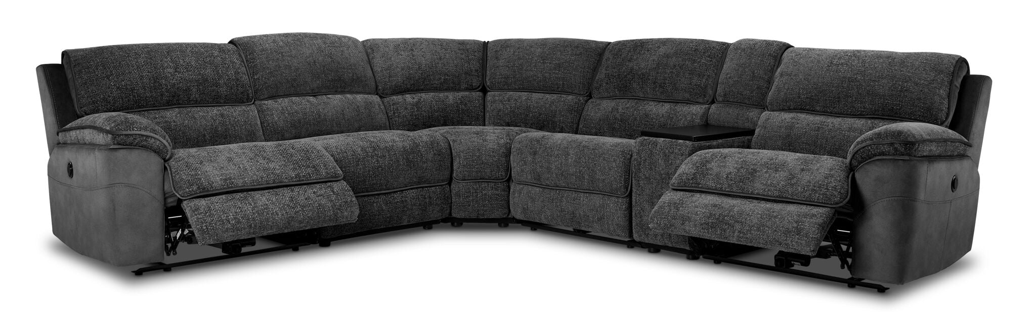 Vandelay 6-Piece Dual Power Reclining Sectional with Console - Grey - Image 3