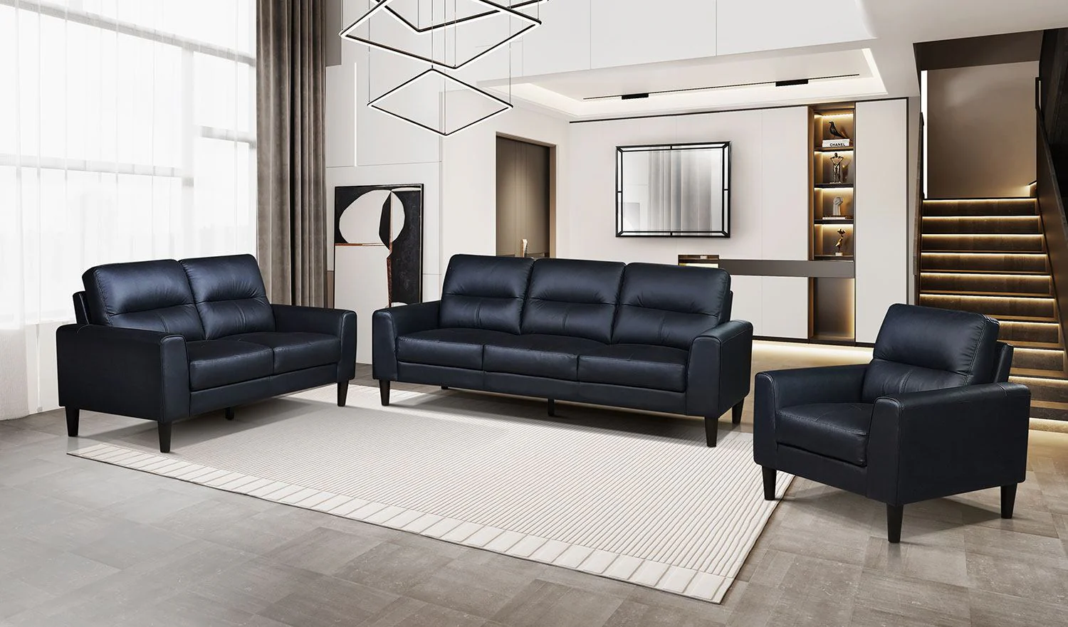Verissimo Leather Loveseat - Black - Image 2