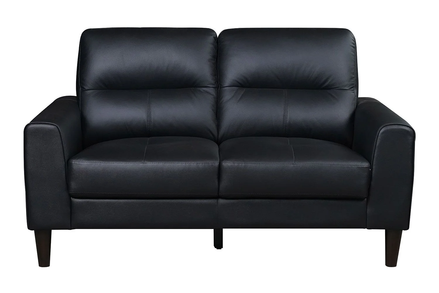 Verissimo Leather Loveseat - Black - Image 3