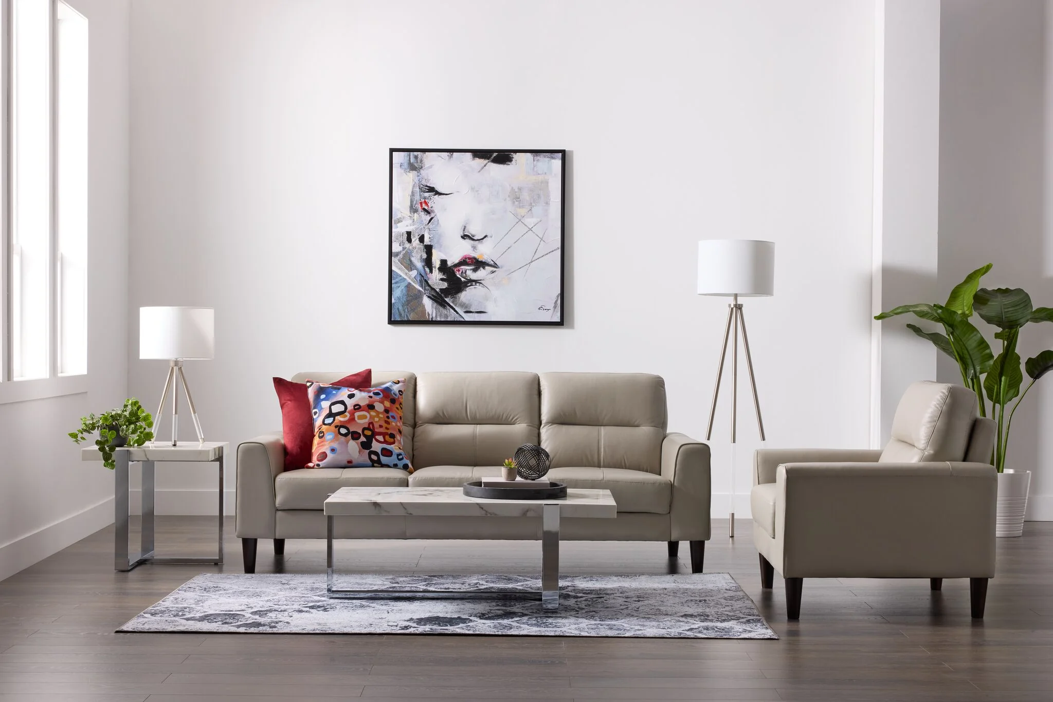 Verissimo Leather Sofa - Silver - Image 2