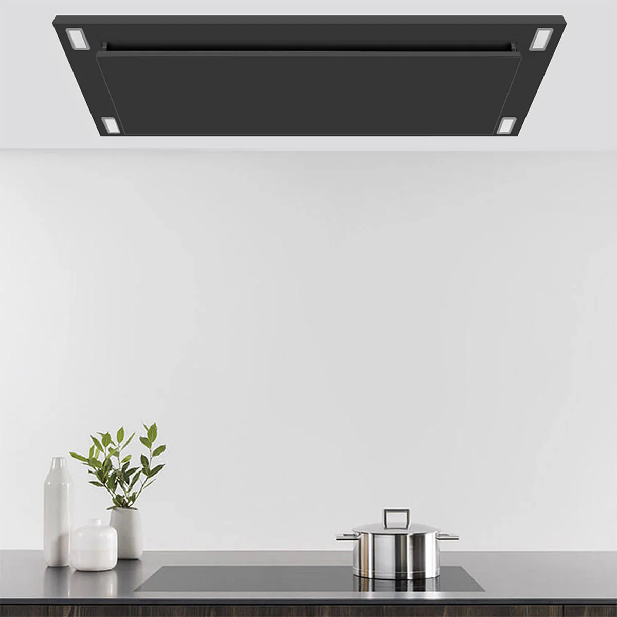 VICTORY Matte Black 600 CFM Flush Ceiling Range Hood - Sunset-BK - Image 2