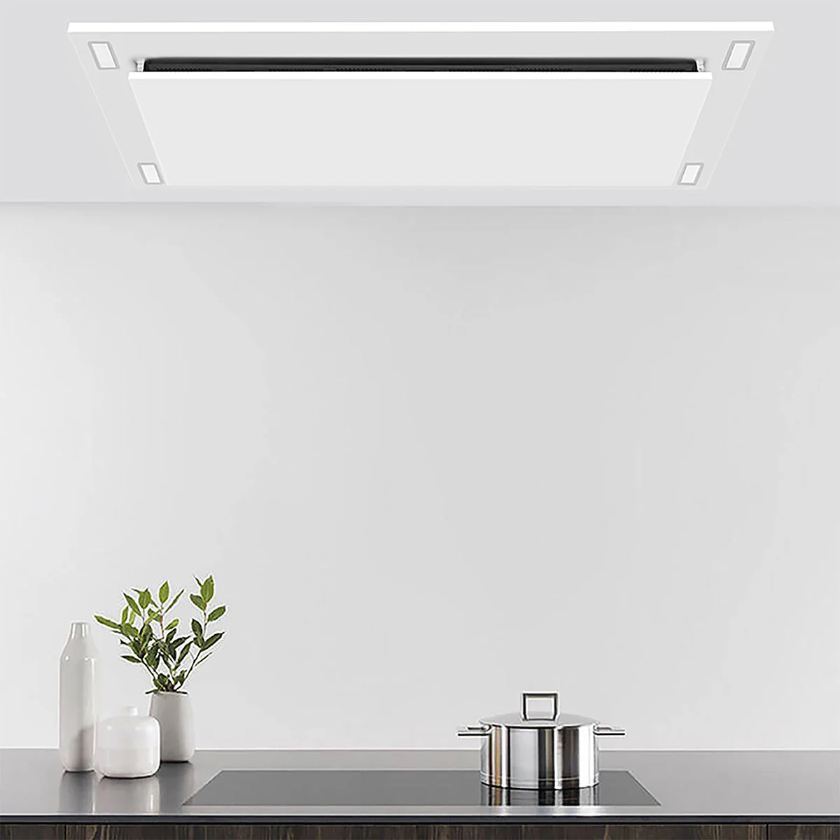 VICTORY Matte White 600 CFM Flush Ceiling Range Hood - Sunset-WH - Image 2