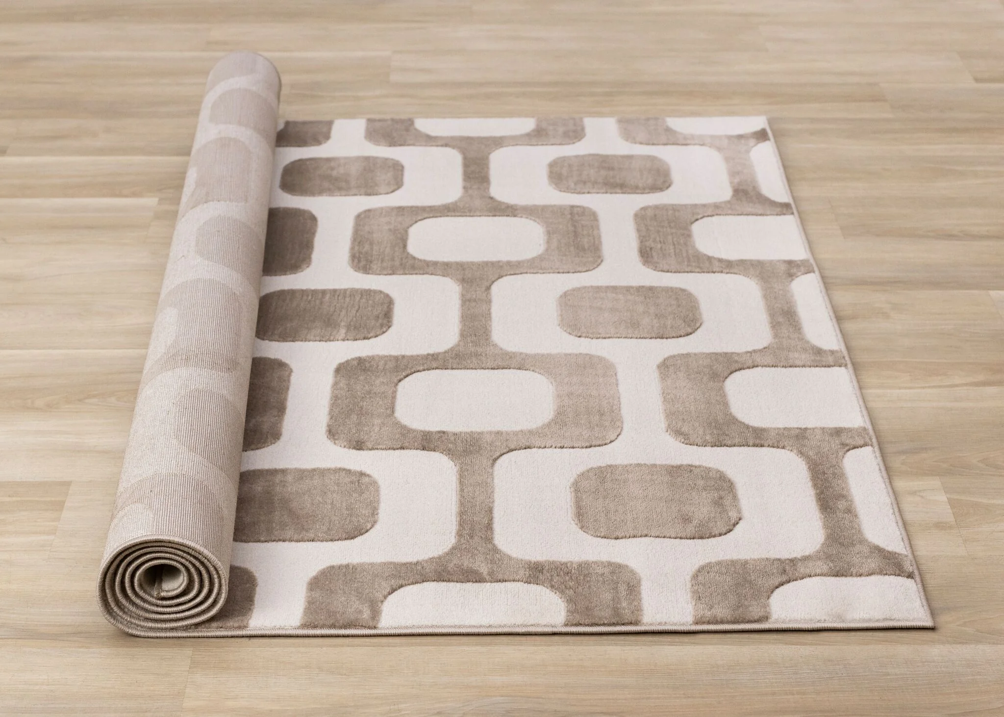 Vintage Vibes 6'7" x 9'6" Mid-Century Modern Area Rug - Brown, Cream - Image 9