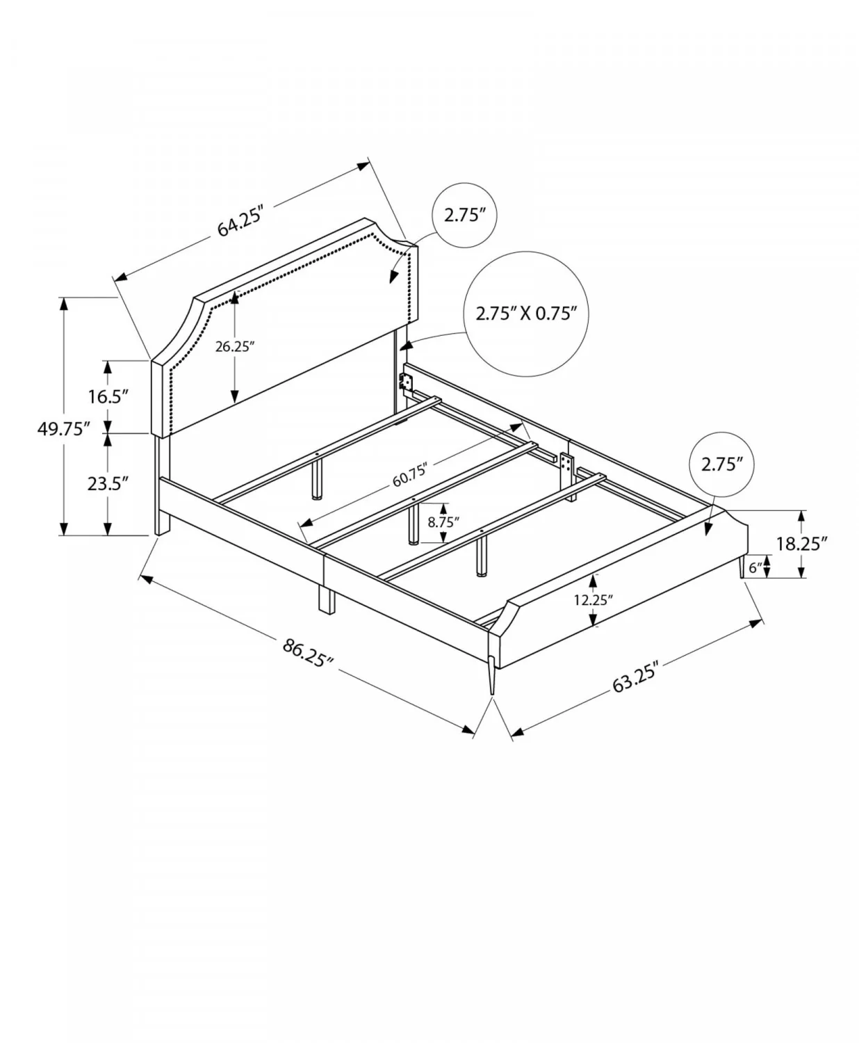 Vivian Queen Bed - Grey - Image 3