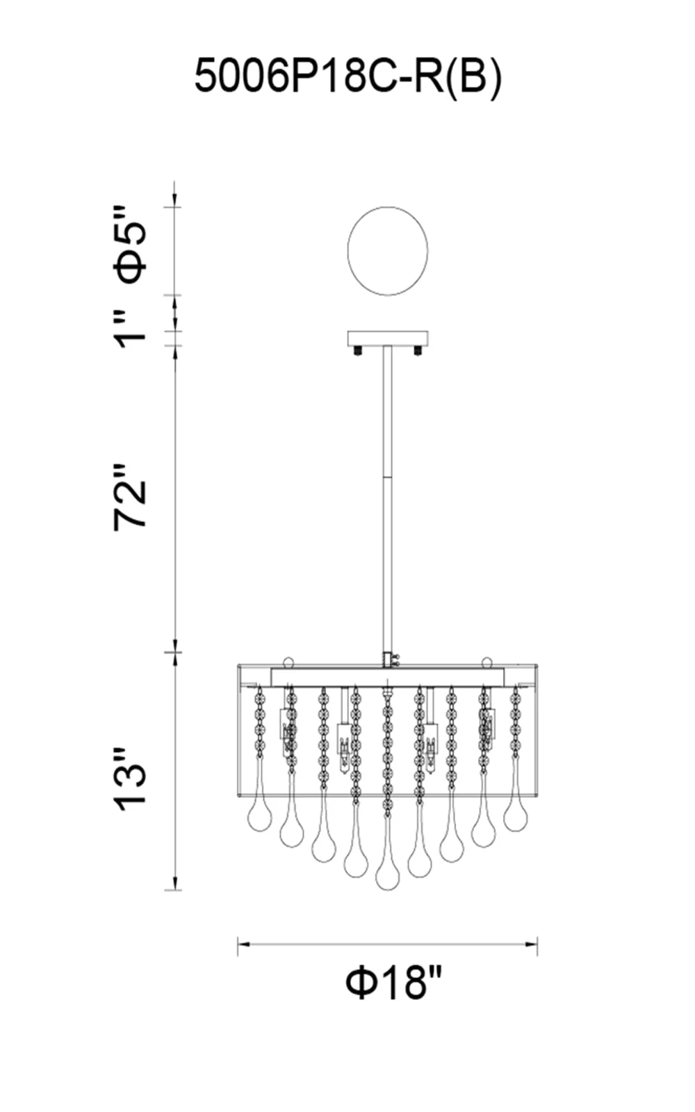 Water Drop - I 6 Light Chandelier - Chrome - Image 2