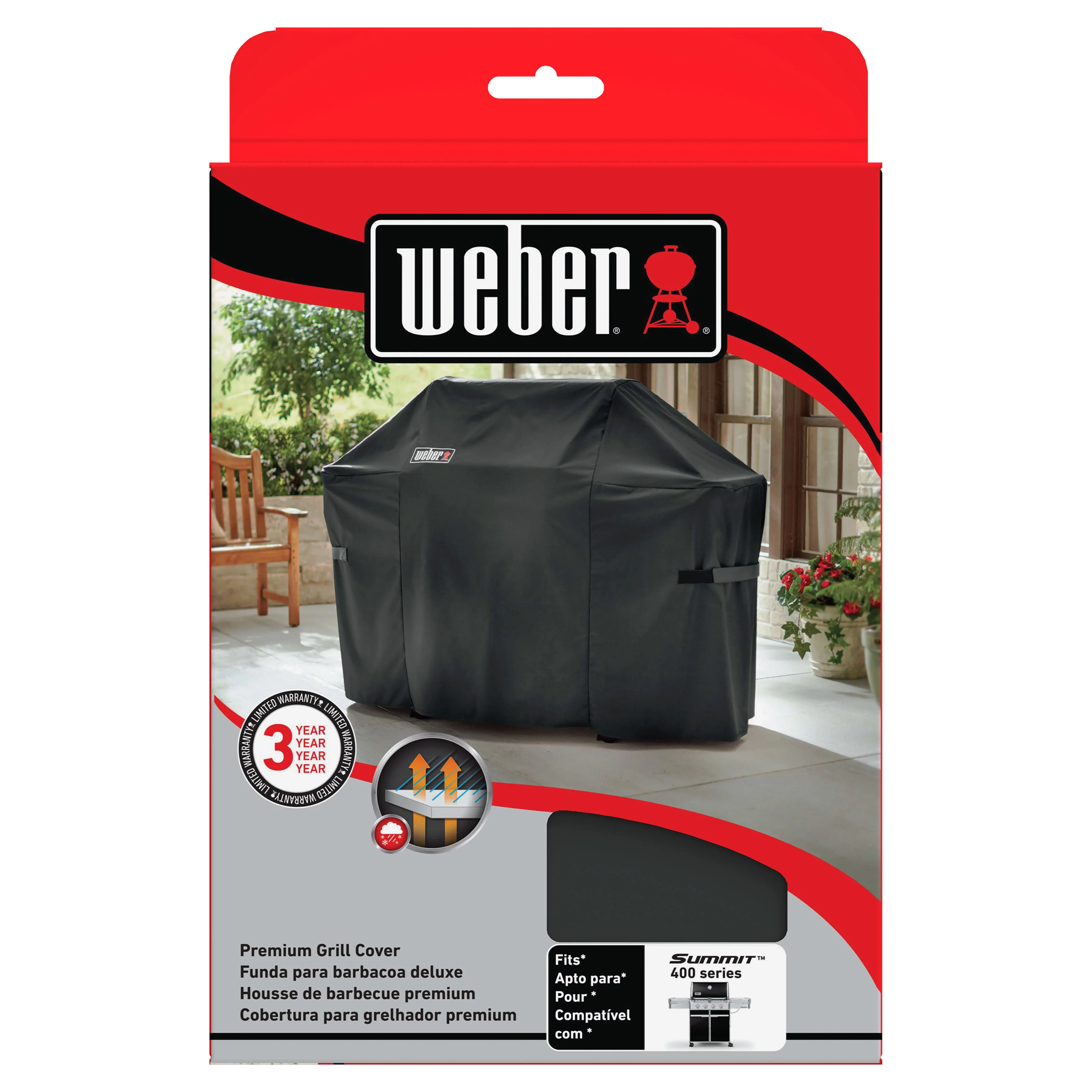 Weber Black Premium Grill Cover - Summit 400 Series - 7108 - Image 3