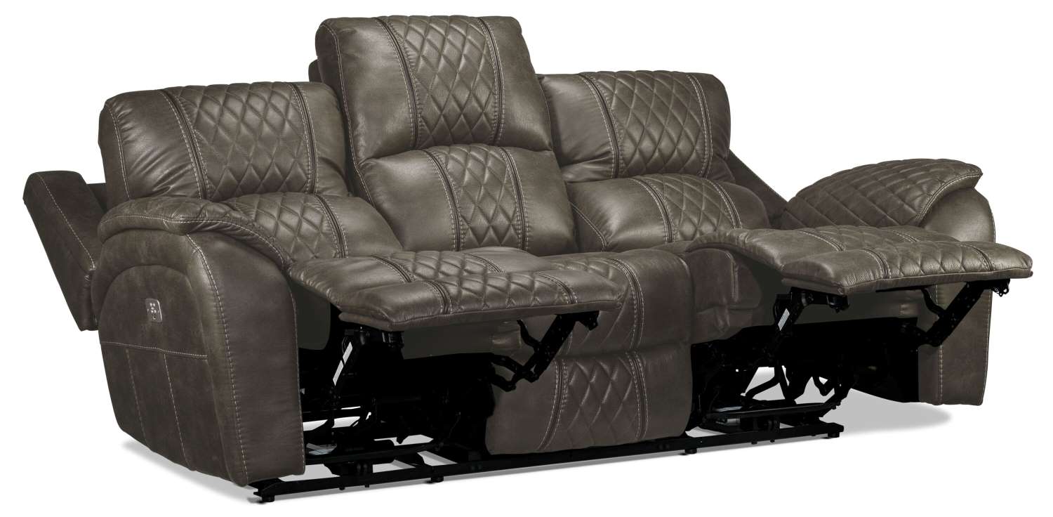 Wesley Dual Power Reclining Sofa - Granite - Image 4