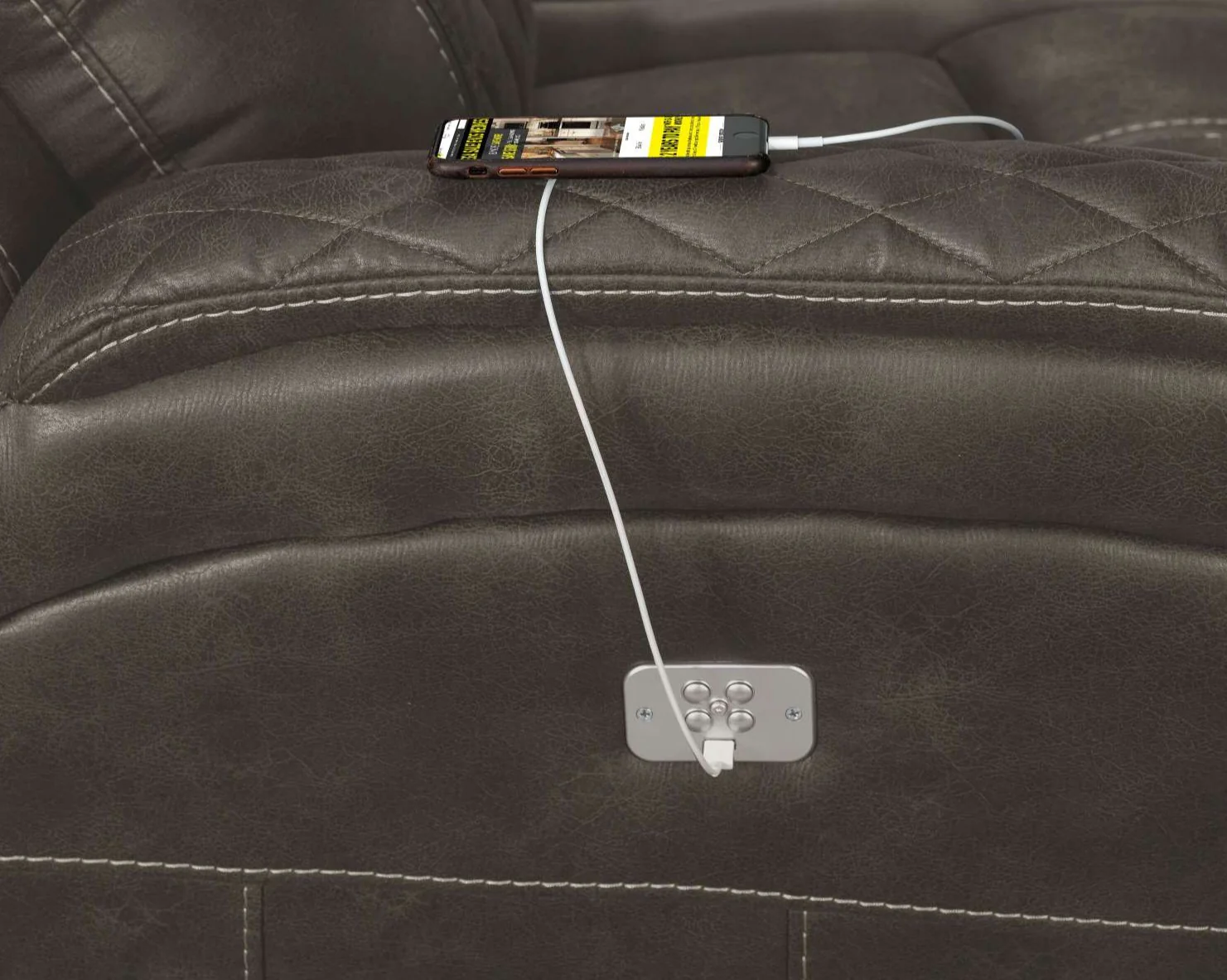 Wesley Dual Power Reclining Sofa - Granite - Image 9