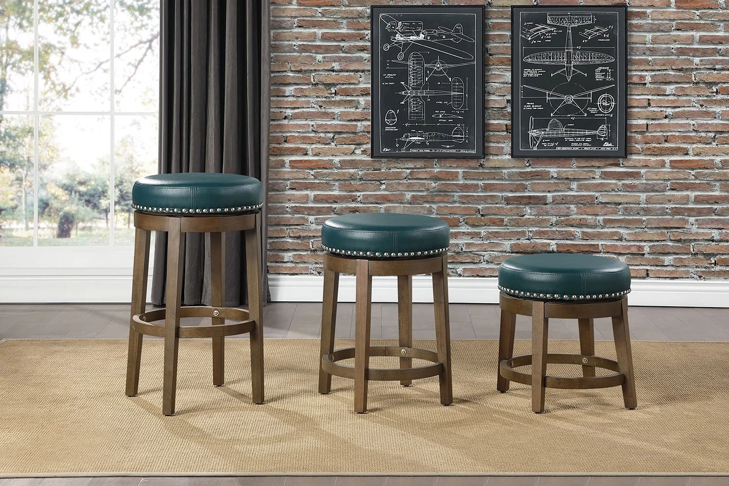 Westby Bar Stool - Green - Set of Two - Image 2