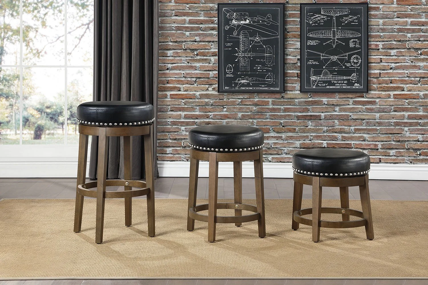 Westby Dining Stool - Black - Set of Two - Image 2