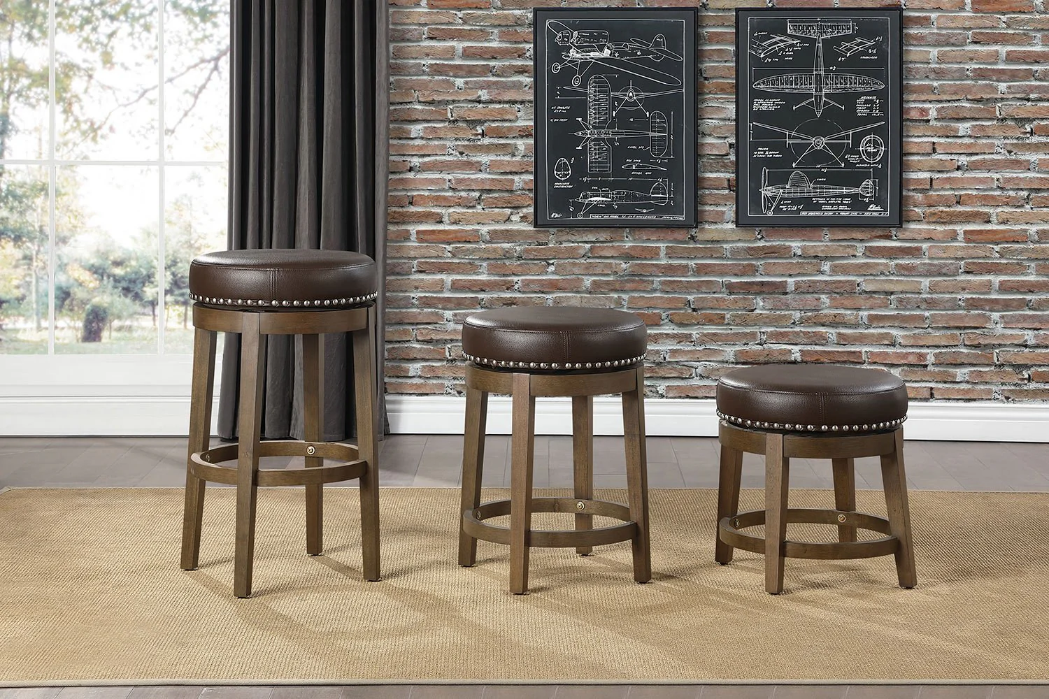 Westby Dining Stool - Brown - Set of Two - Image 2