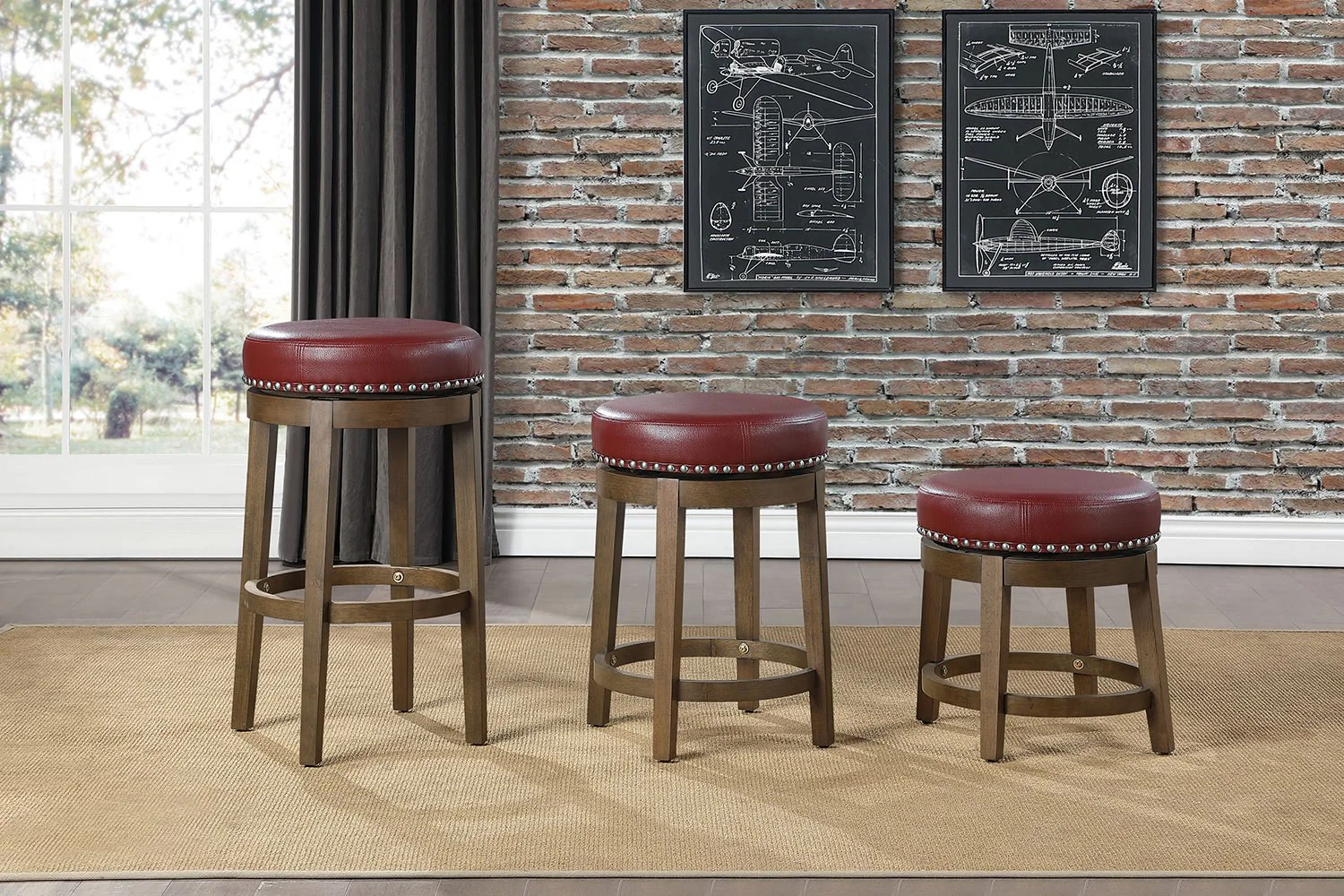 Westby Dining Stool - Red - Set Of Two - Image 2