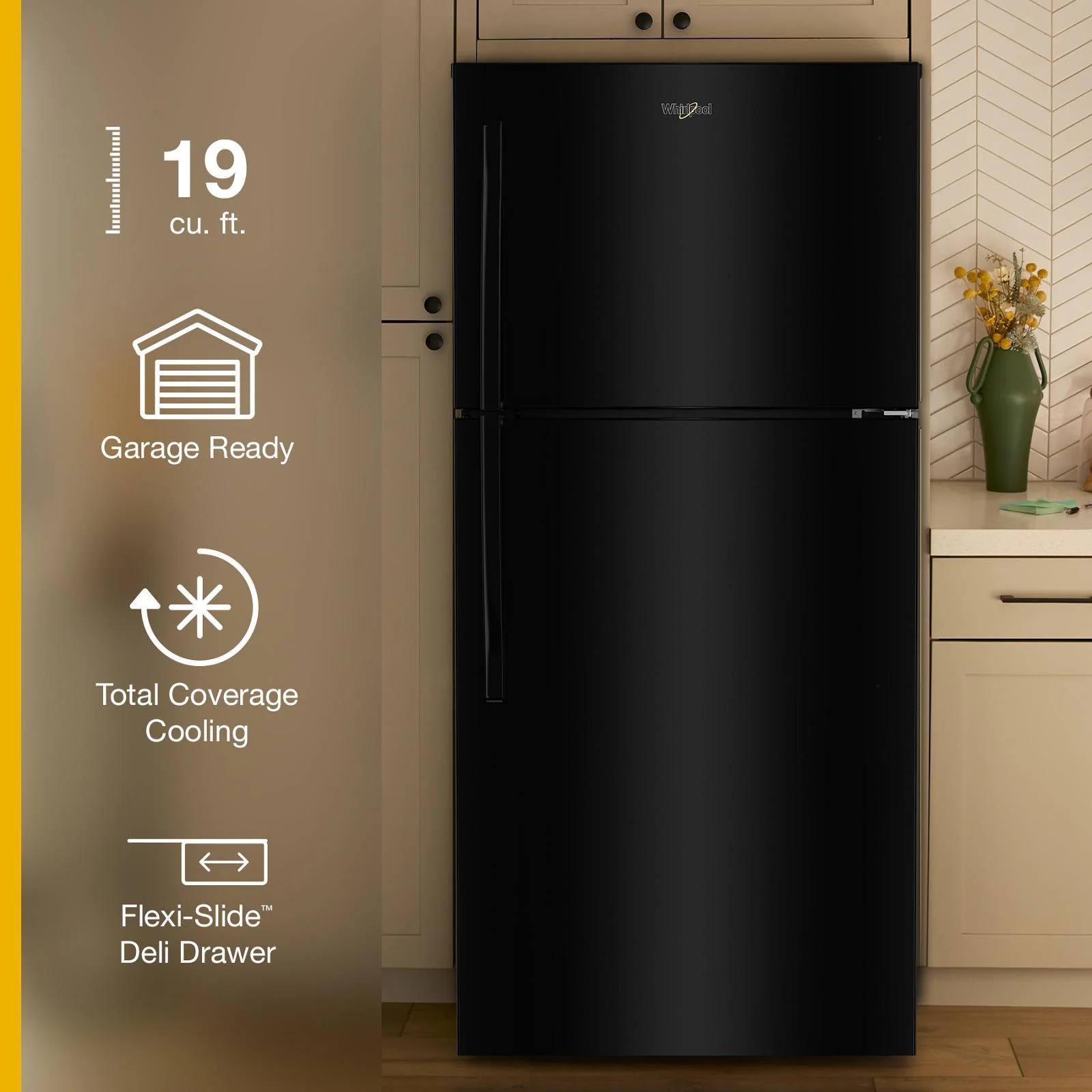 Whirlpool 30" 19 Cu. Ft. Black Top Mount Refrigerator - WRTX7419SB - Image 6