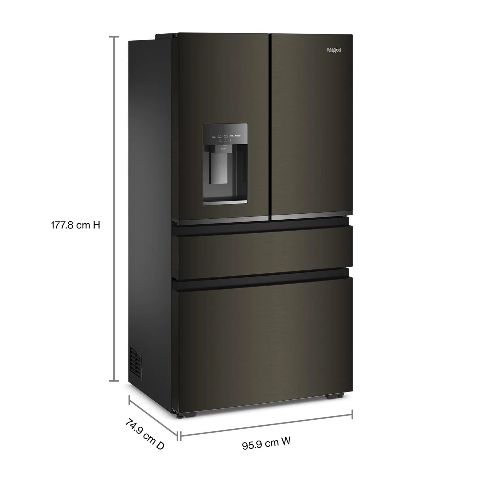 Whirlpool 36" 22.0 Cu. Ft. Black Stainless Steel Counter-Depth 4-Door French Door Refrigerator – WRMC5036RV - Image 3