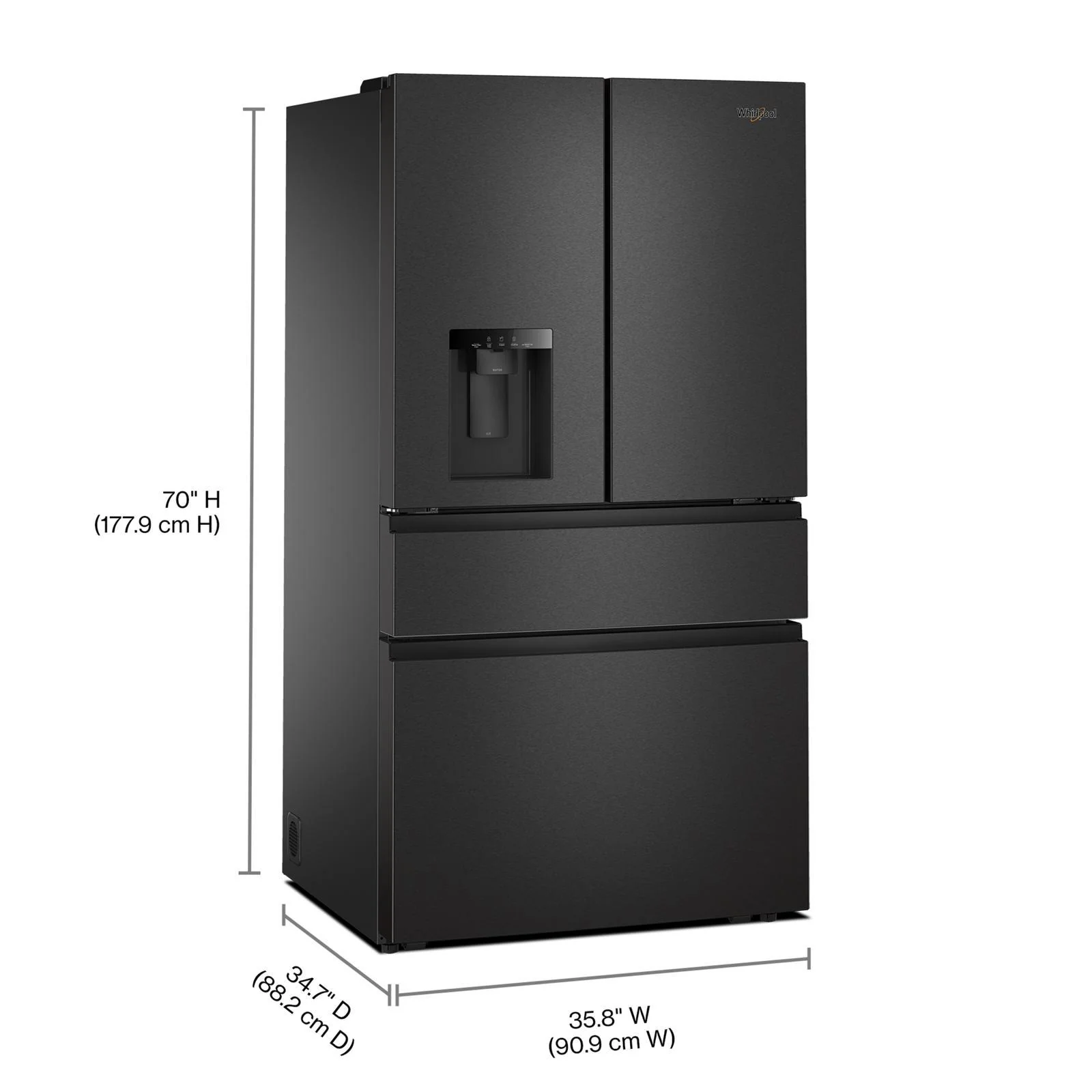 Whirlpool 36" 29 Cu. Ft. Print Resist Black Stainless Steel French Door Refrigerator - WRMF3536SV - Image 2