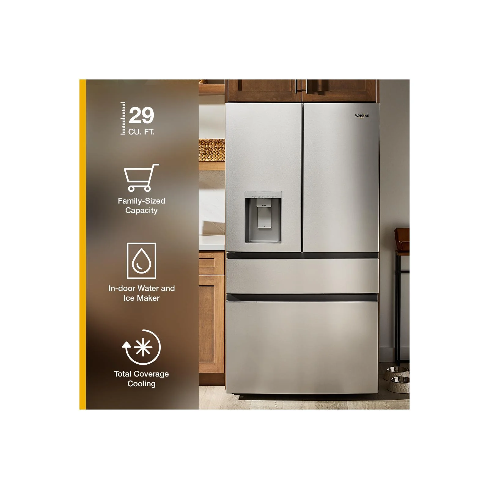 Whirlpool 36" 29 Cu. Ft. Print Resist Black Stainless Steel French Door Refrigerator - WRMF3536SV - Image 3