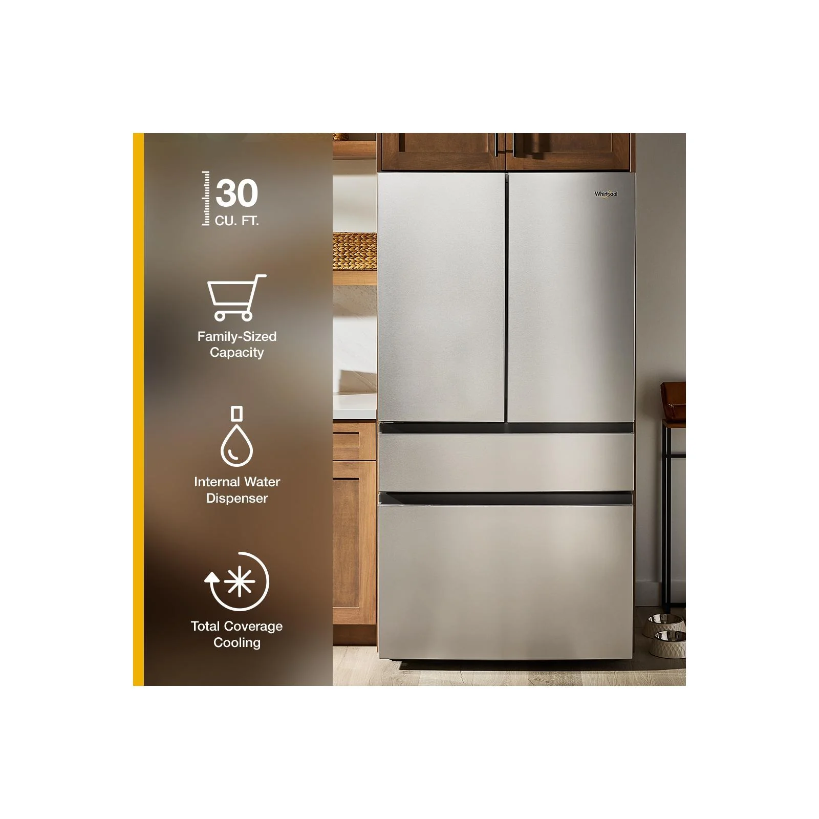 Whirlpool 36" 30 Cu. Ft. Print Resist Black Stainless Steel French Door Refrigerator - WRMF3336SV - Image 5