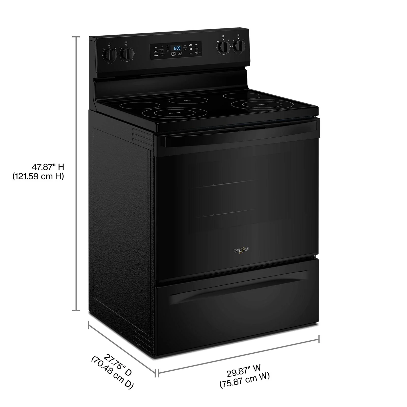 Whirlpool Black Freestanding Electric Single Oven Convection Range (5.3 Cu. Ft.) - YWFES4530SB - Image 7