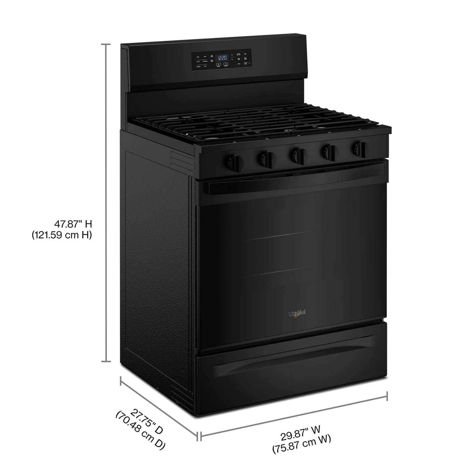 Whirlpool Black Freestanding Gas Single Oven Convection Range (5.0 Cu. Ft.) - WFGS5730SB - Image 7