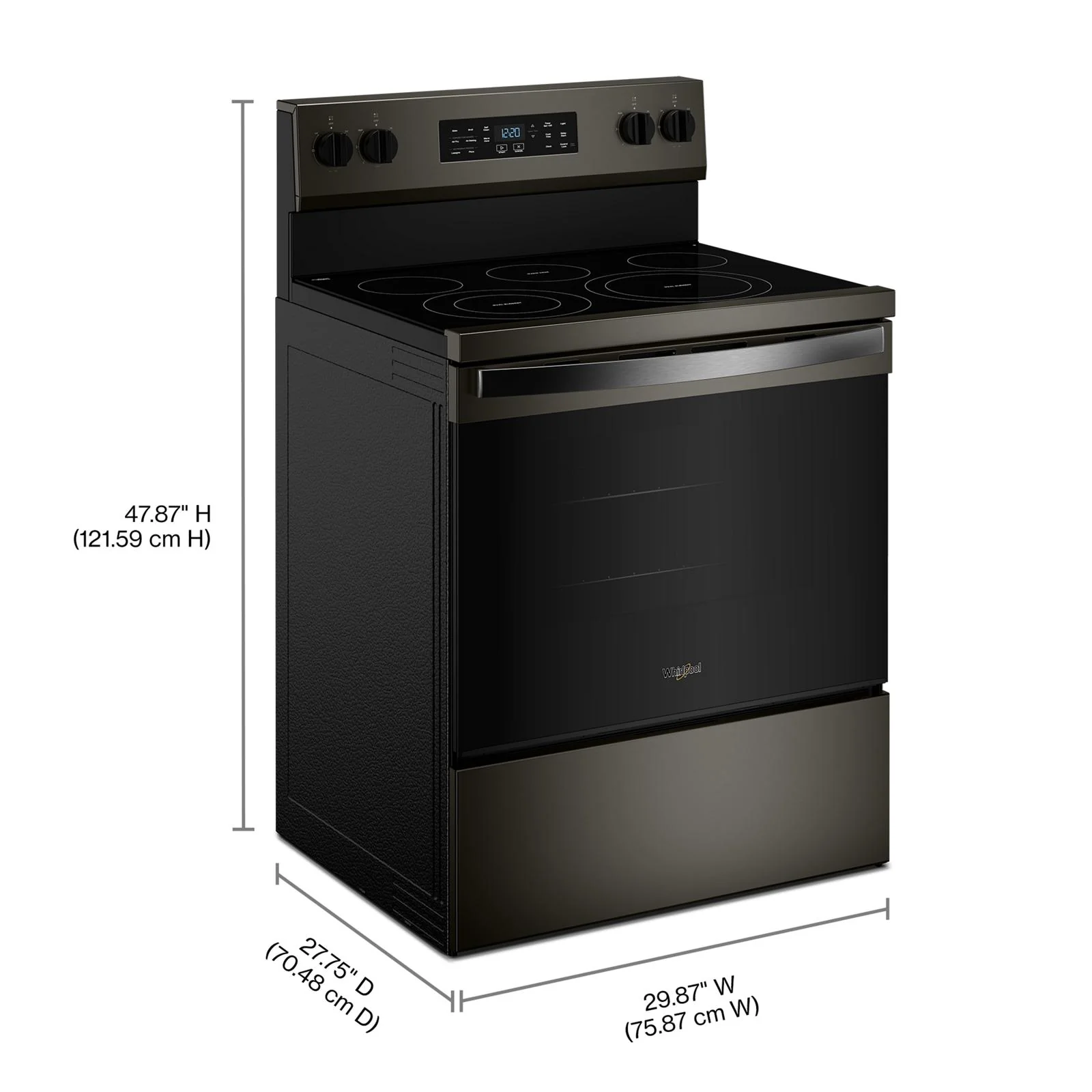 Whirlpool Black-on-Stainless Freestanding Electric Single Oven Convection Range (5.3 Cu. Ft.) - YWFES5730SV - Image 7