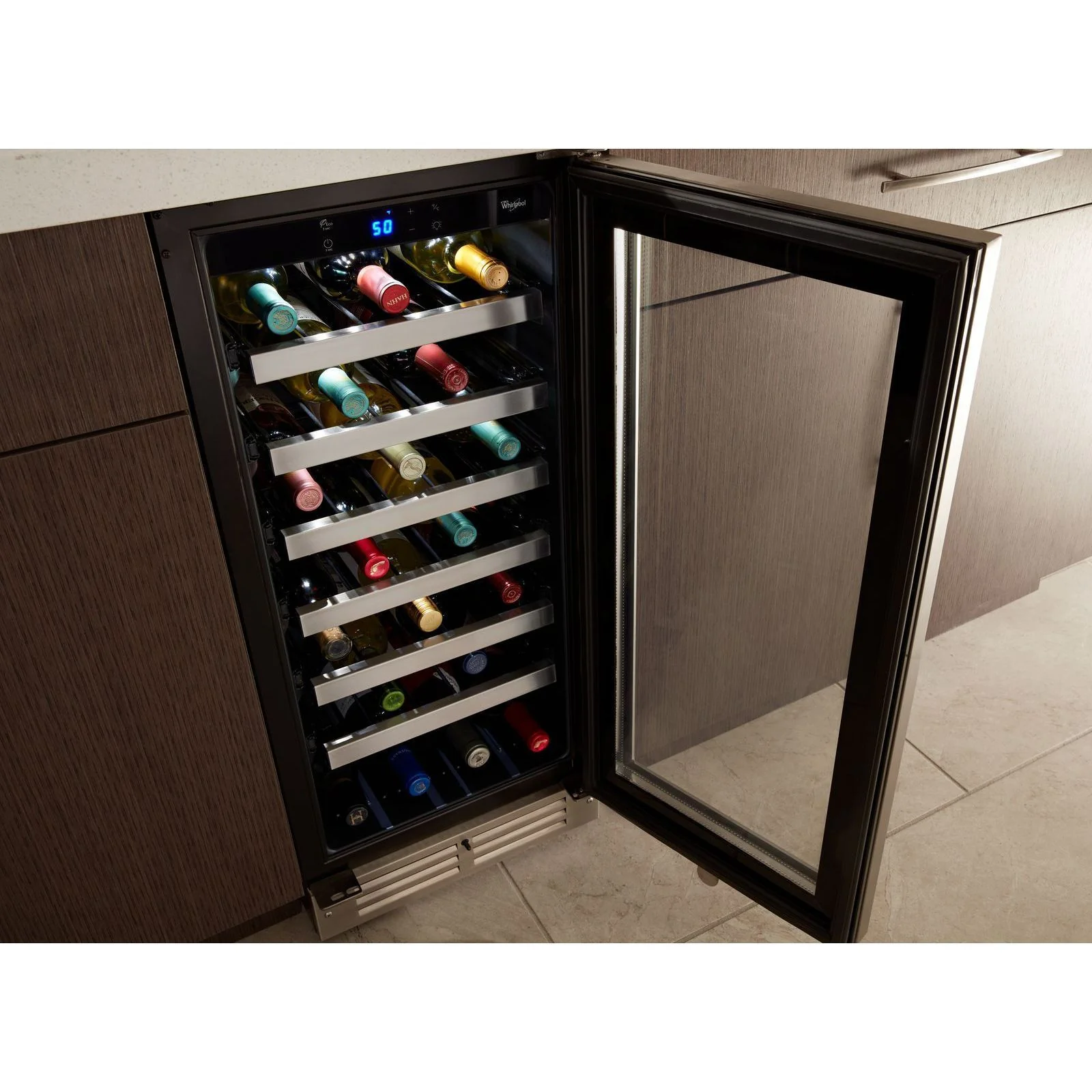 Whirlpool Black-on-Stainless Undercounter Wine Center (7.6 Cu. Ft.) - WUW35X15DS - Image 3