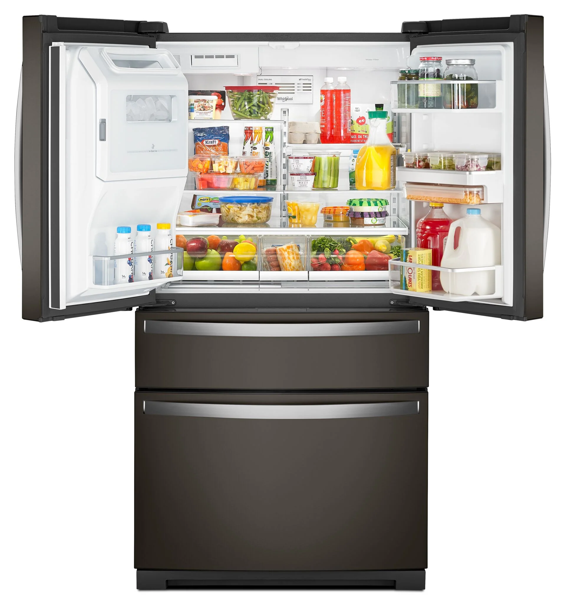 Whirlpool 33" 26.2 Cu. Ft. Black Stainless French Door Refrigerator - WRMF7736PV - Image 2