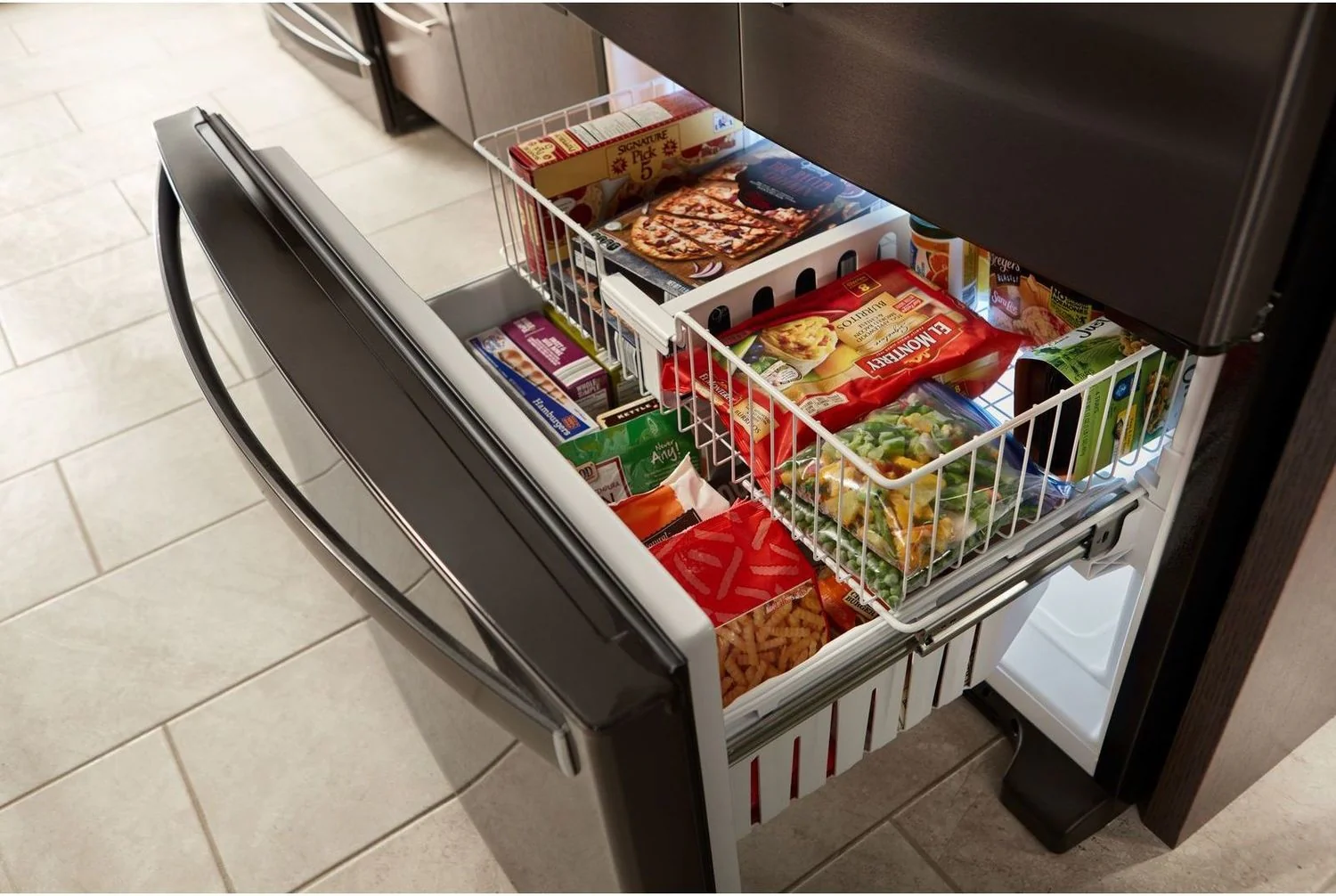Whirlpool Black Stainless Steel French Door Refrigerator (25 Cu. Ft.) - WRF555SDHV - Image 4