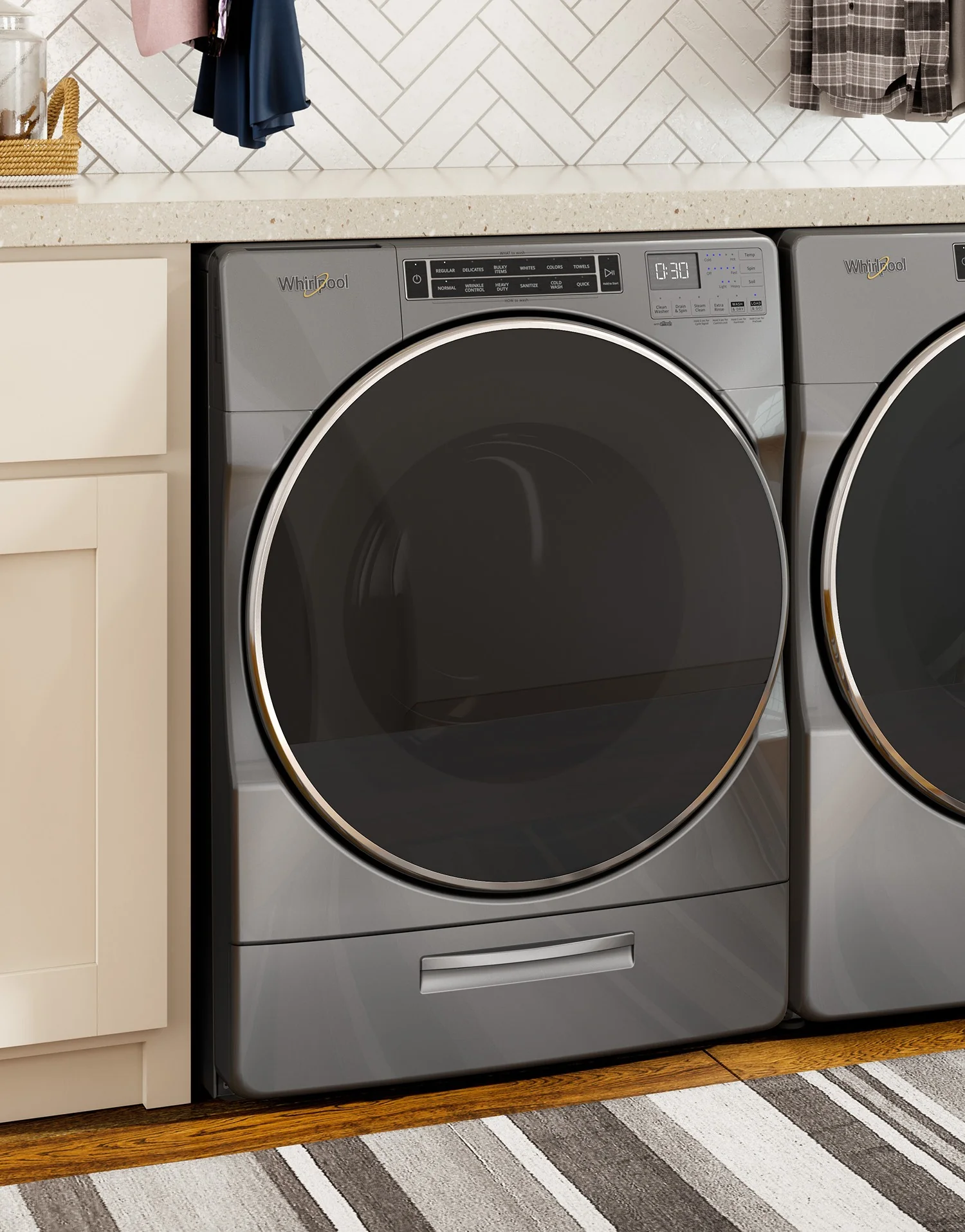 Whirlpool Chrome Shadow Front-Load Washer (5.8 cu. ft.) & Electric Dryer (7.4 cu. ft.) - WFW8620HC/YWED8620HC - Image 4