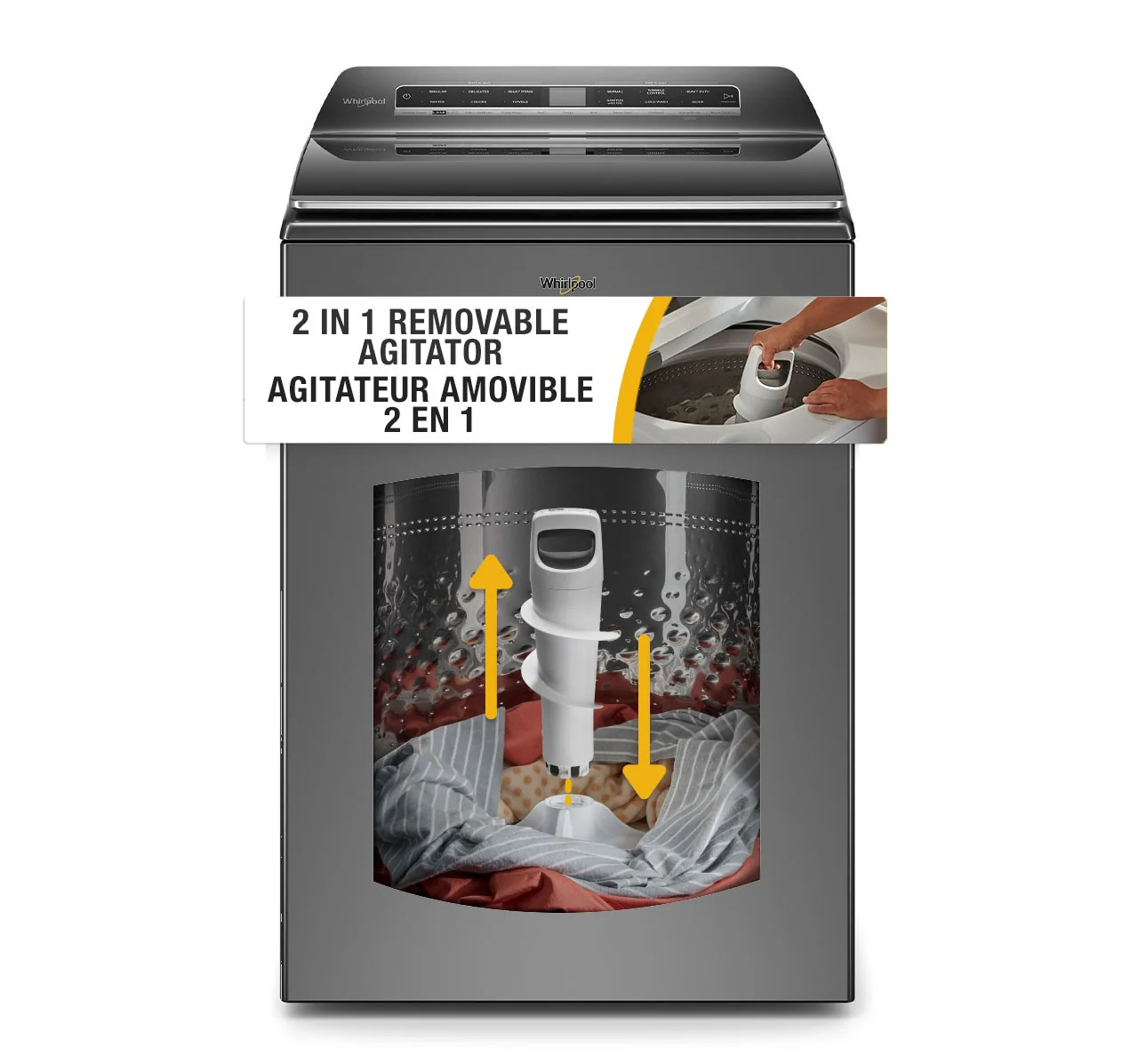 Whirlpool Chrome Shadow Top Load Washer with 2 in 1 Removeable Agitator (6.0 Cu Ft) - WTW8127LC - Image 2
