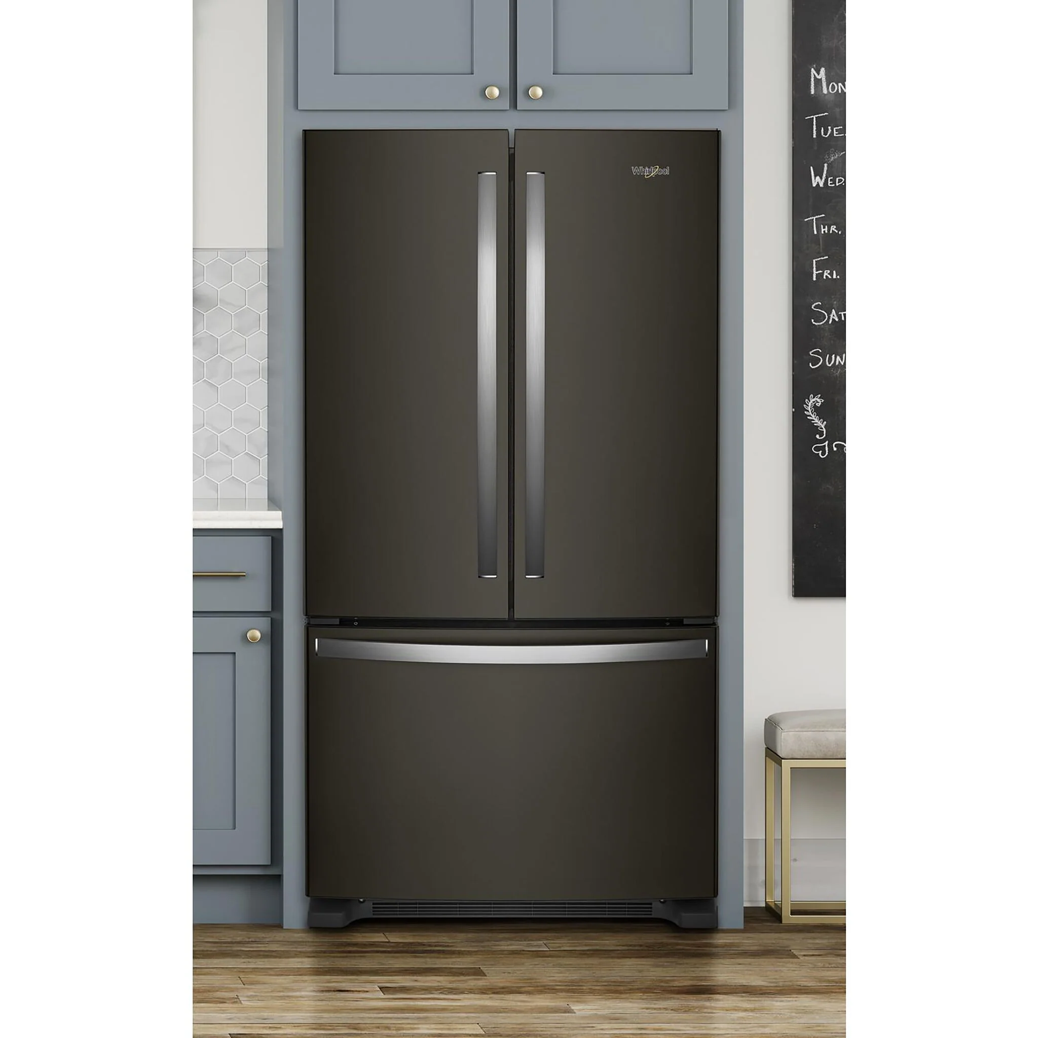 Whirlpool 35.75" 20 Cu. Ft. Fingerprint Resistant Black Stainless French Door Refrigerator - WRFC2036RV - Image 2