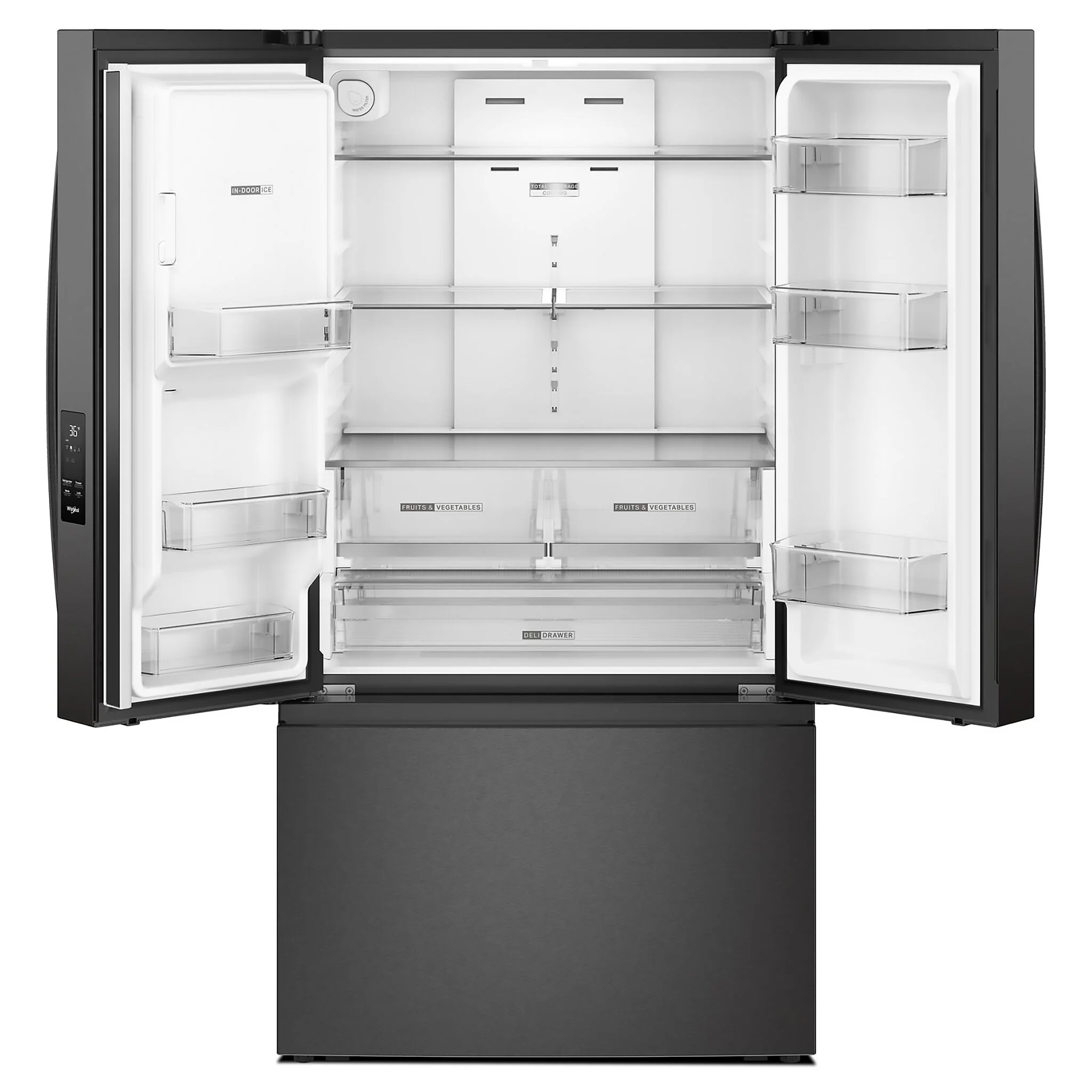 Whirlpool 36" 30 Cu. Ft. Fingerprint Resistant Black Stainless French Door Refrigerator - WRFF3536SV - Image 2