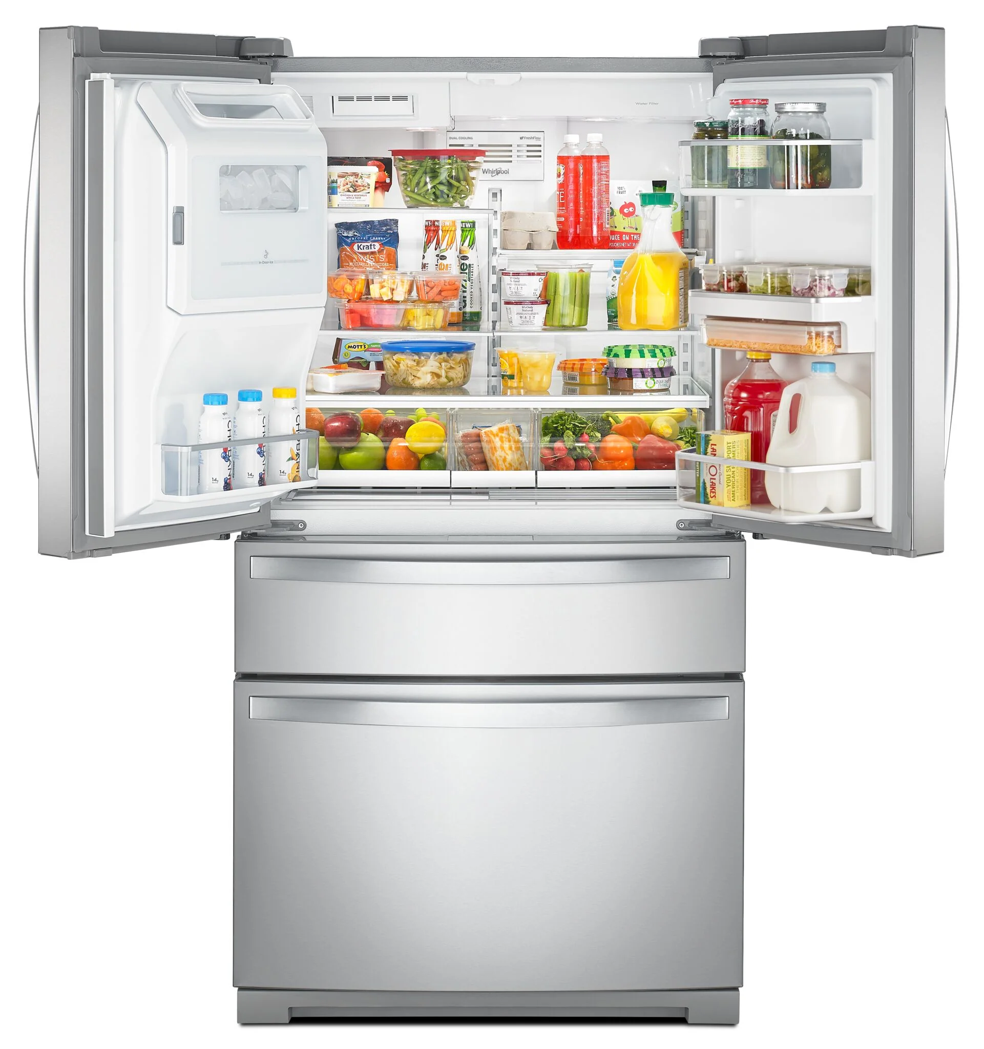 Whirlpool 35.75" 26 Cu. Ft. Fingerprint Resistant Stainless Steel 4-Door French Door Refrigerator - WRMF7736PZ - Image 2