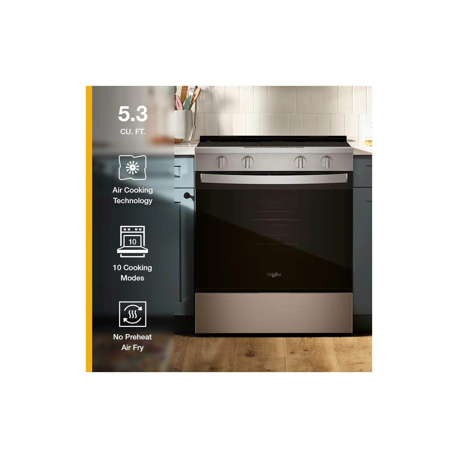 Whirlpool Fingerprint Resistant Stainless Steel Slide-In Smart Electric Convection Range (5.3 Cu. Ft.) - YWSES4530TZ - Image 8