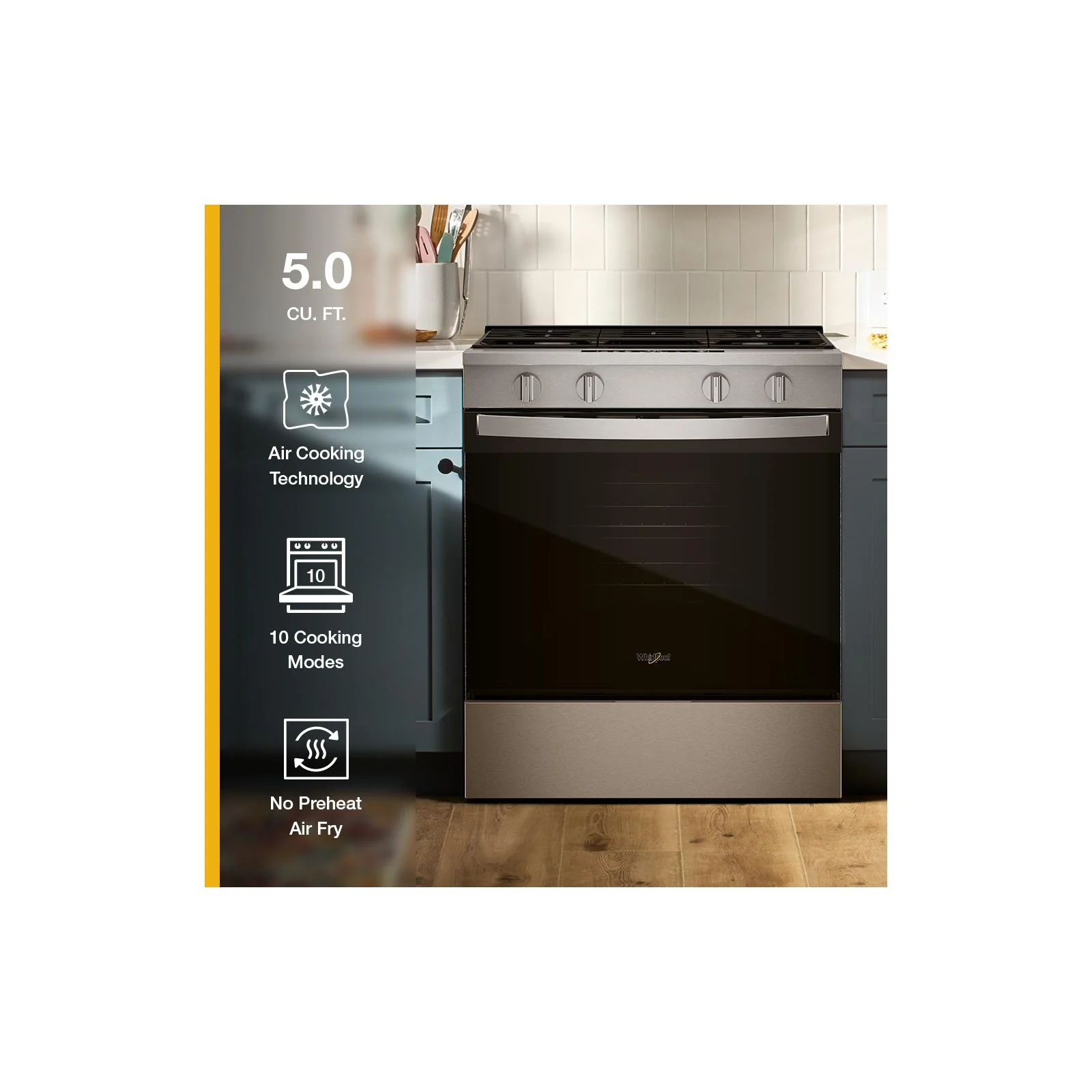 Whirlpool Fingerprint Resistant Stainless Steel Slide-In Smart Gas Convection Range (5.0 Cu. Ft.) - WSGS4530TZ - Image 9