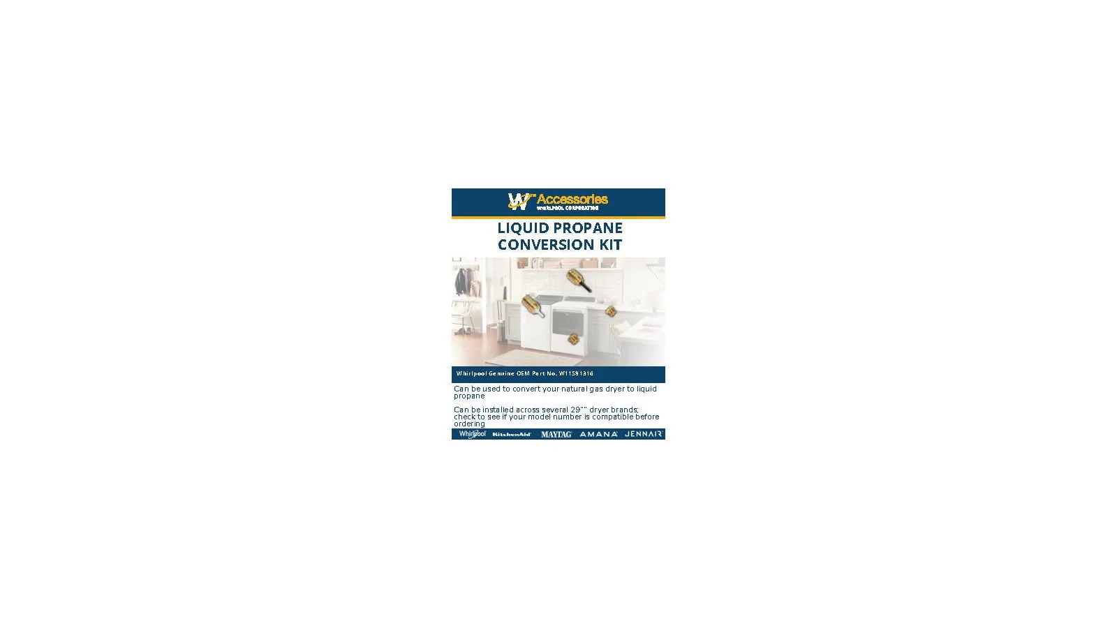 Whirlpool Gas Dryer Conversion Kit - W11581316 - Image 2