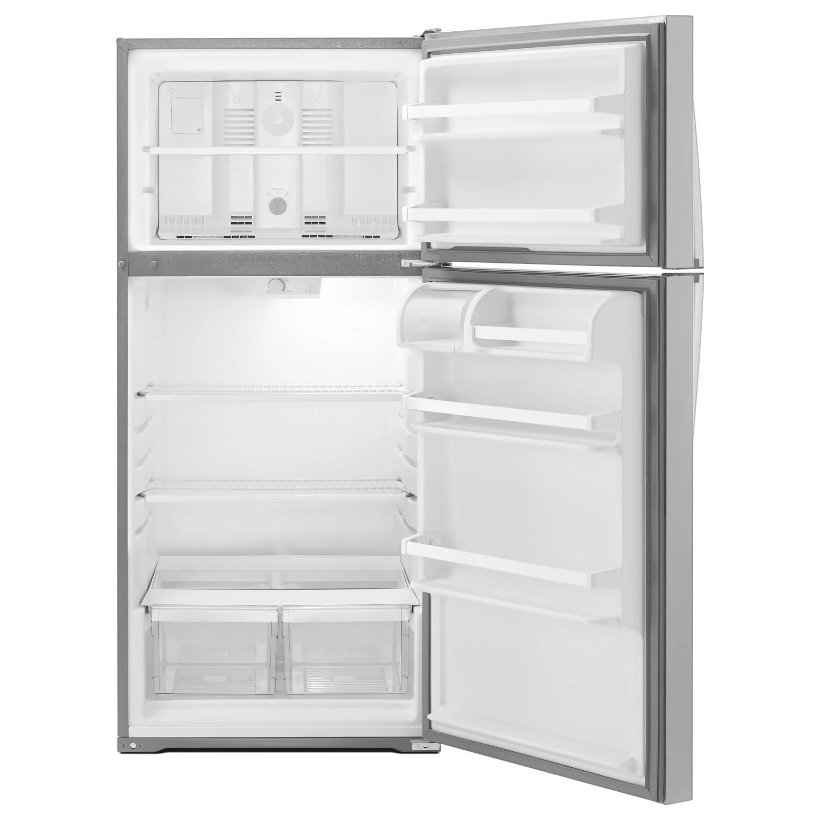 Whirlpool 28" 14 Cu. Ft. Monochromatic Stainless Steel Top-Freezer Refrigerator - WRT134TFDM - Image 3