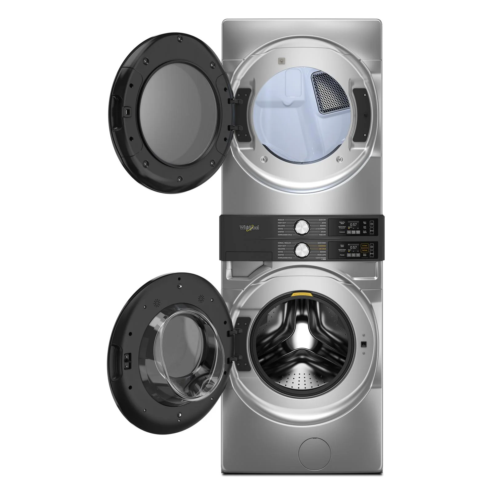 Whirlpool Radiant Silver Front Load Laundry Tower with FreshFlowTM Vent System and UV Clean Technology (5.2 cu. ft. Washer & 7.4 cu. ft. Electric Dryer) - YWEF5727TR - Image 3