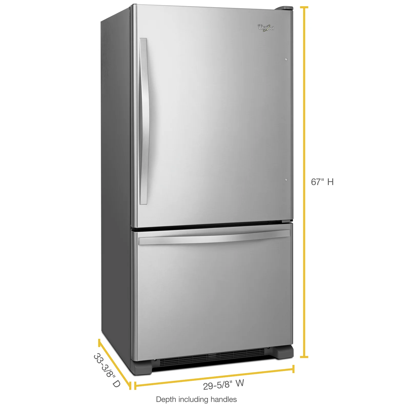 Whirlpool 30" 19 cu. Ft. Stainless Steel Bottom-Freezer Refrigerator - WRB329RFBM - Image 3