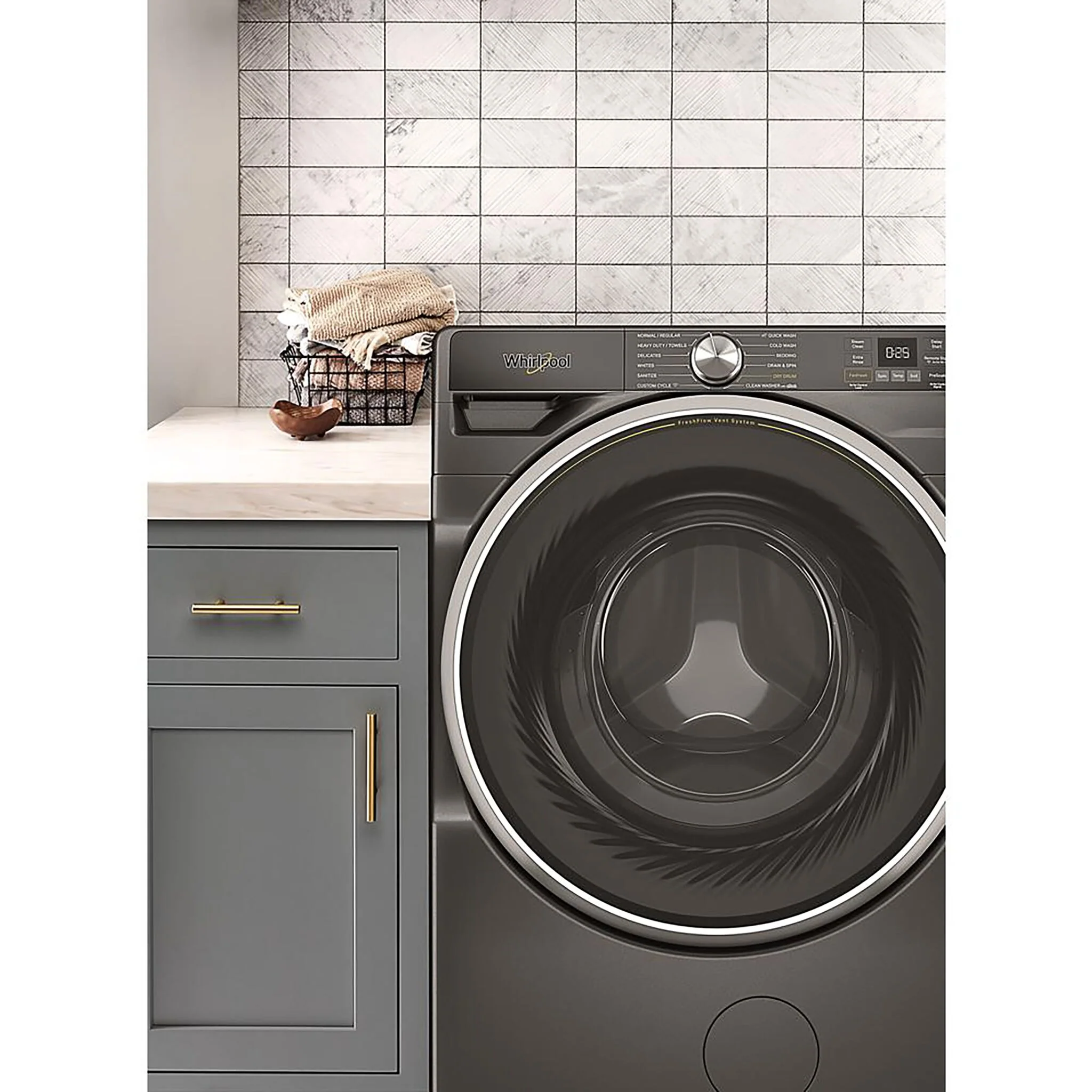 Whirlpool Volcano Black Front-Load Washer with FreshFlow™ Vent System (5.8 Cu.Ft.) - WFW6720RU - Image 2