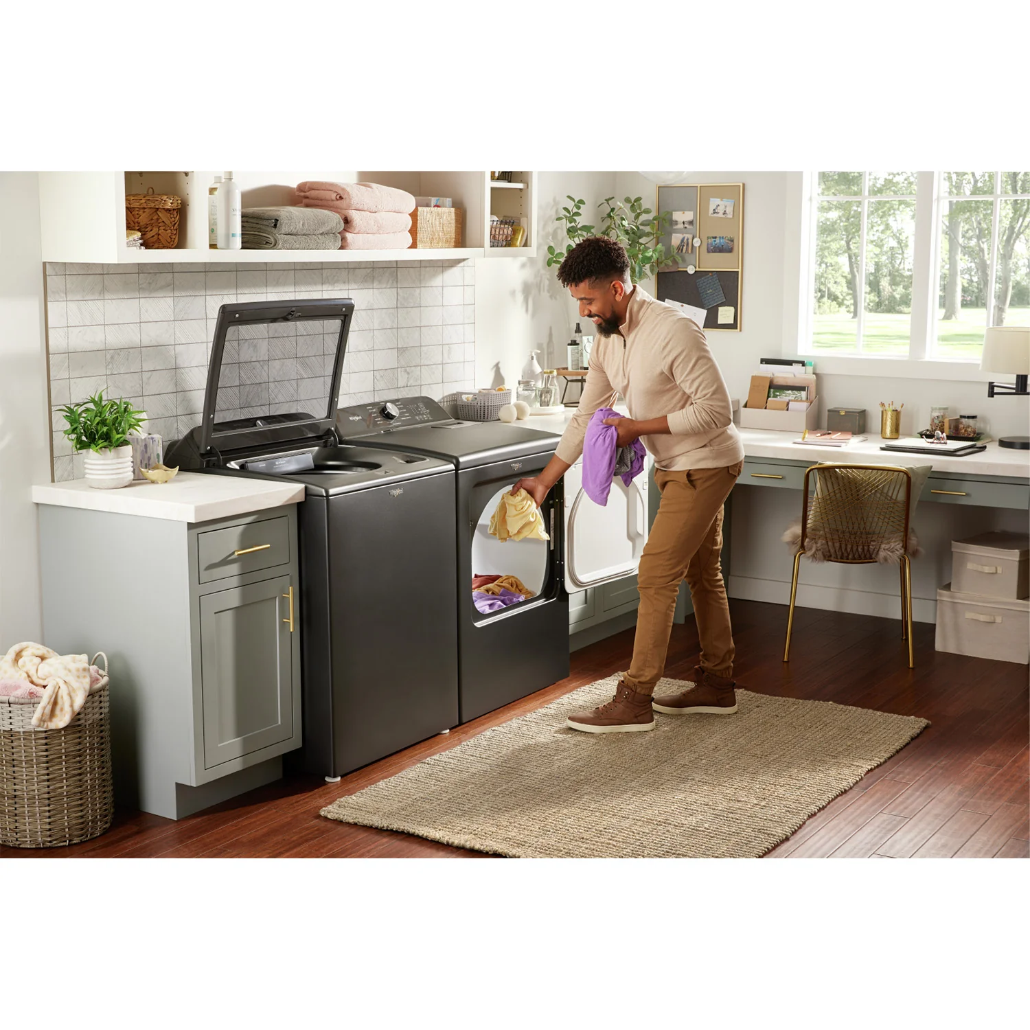 Whirlpool Volcano Black Top Load Washer (6.1 Cu Ft) & Volcano Black Electric Dryer (7.00 Cu Ft) - WTW6157PB/YWED6150PB - Image 7