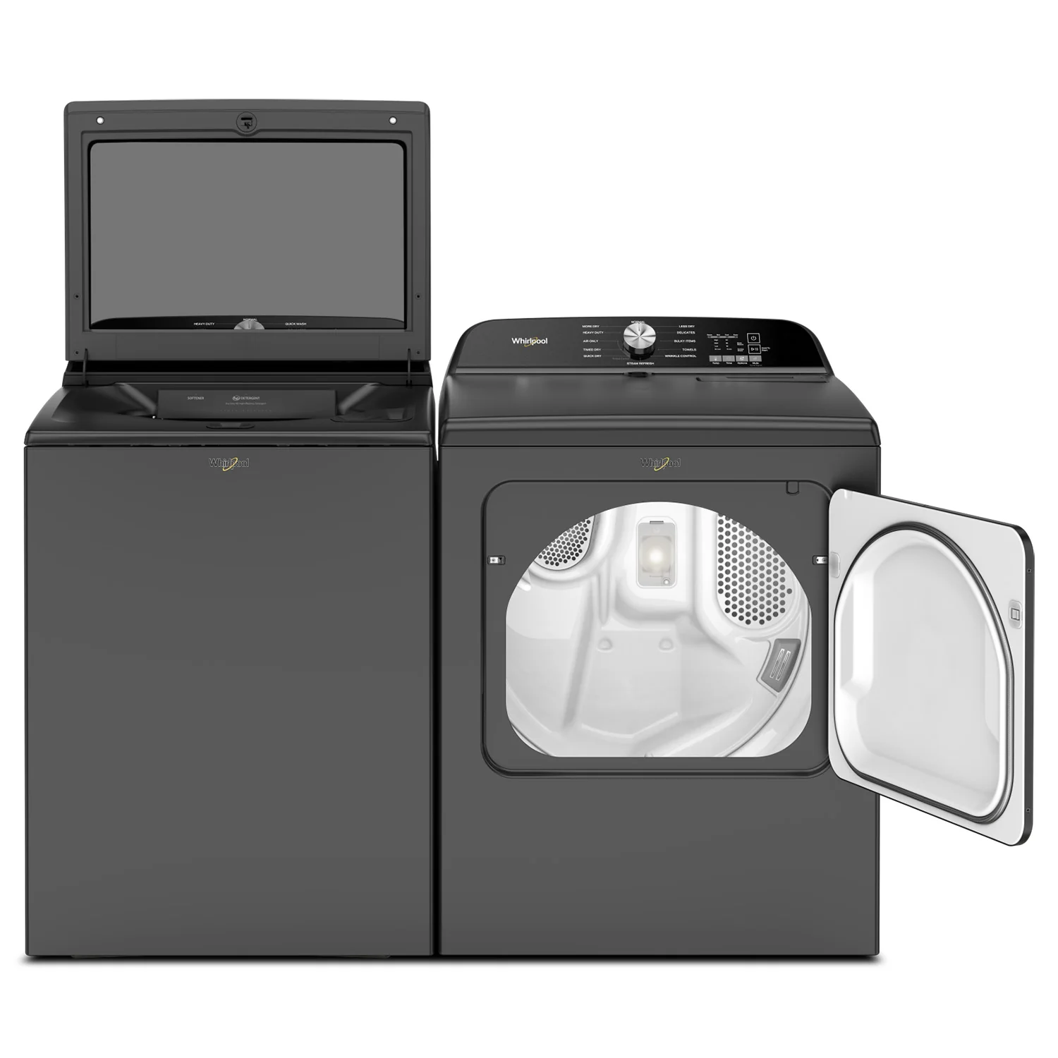 Whirlpool Volcano Black Top Load Washer (6.1 Cu Ft) & Volcano Black Gas Dryer (7.00 Cu Ft) - WTW6157PB/WGD6150PB - Image 2