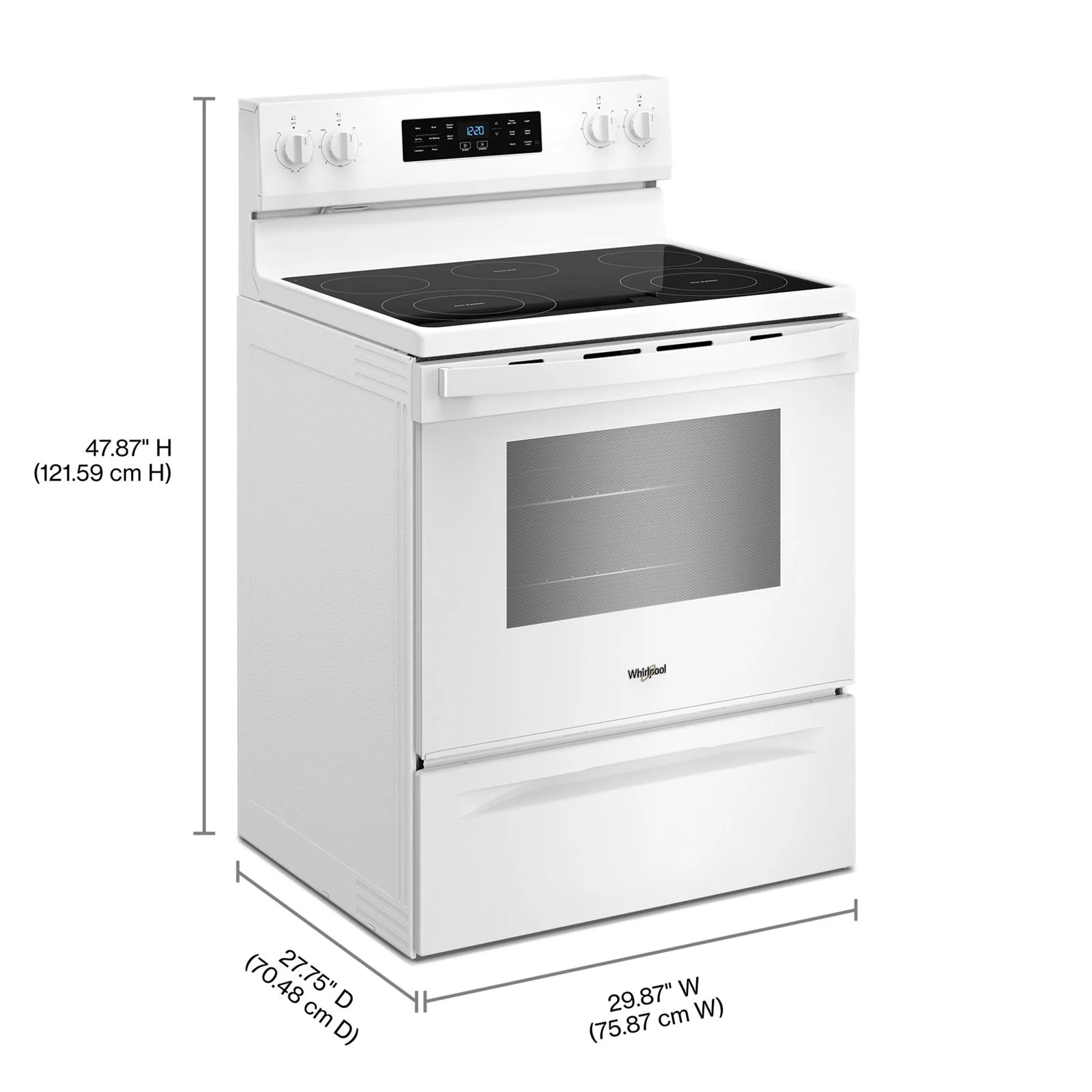 Whirlpool White Freestanding Electric Single Oven Convection Range (5.3 Cu. Ft.) - YWFES4530SW - Image 6