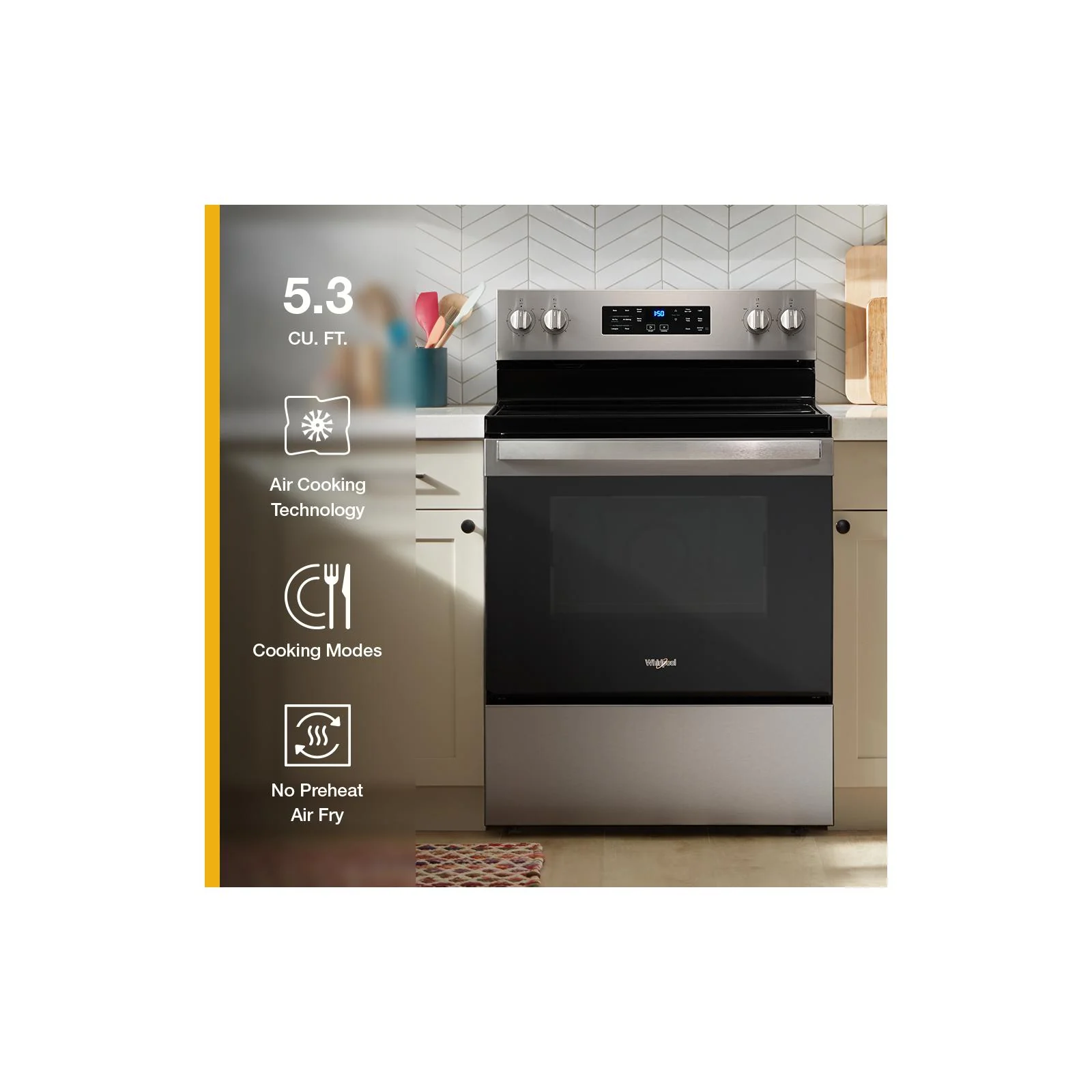 Whirlpool White Freestanding Electric Single Oven Convection Range (5.3 Cu. Ft.) - YWFES4530SW - Image 8