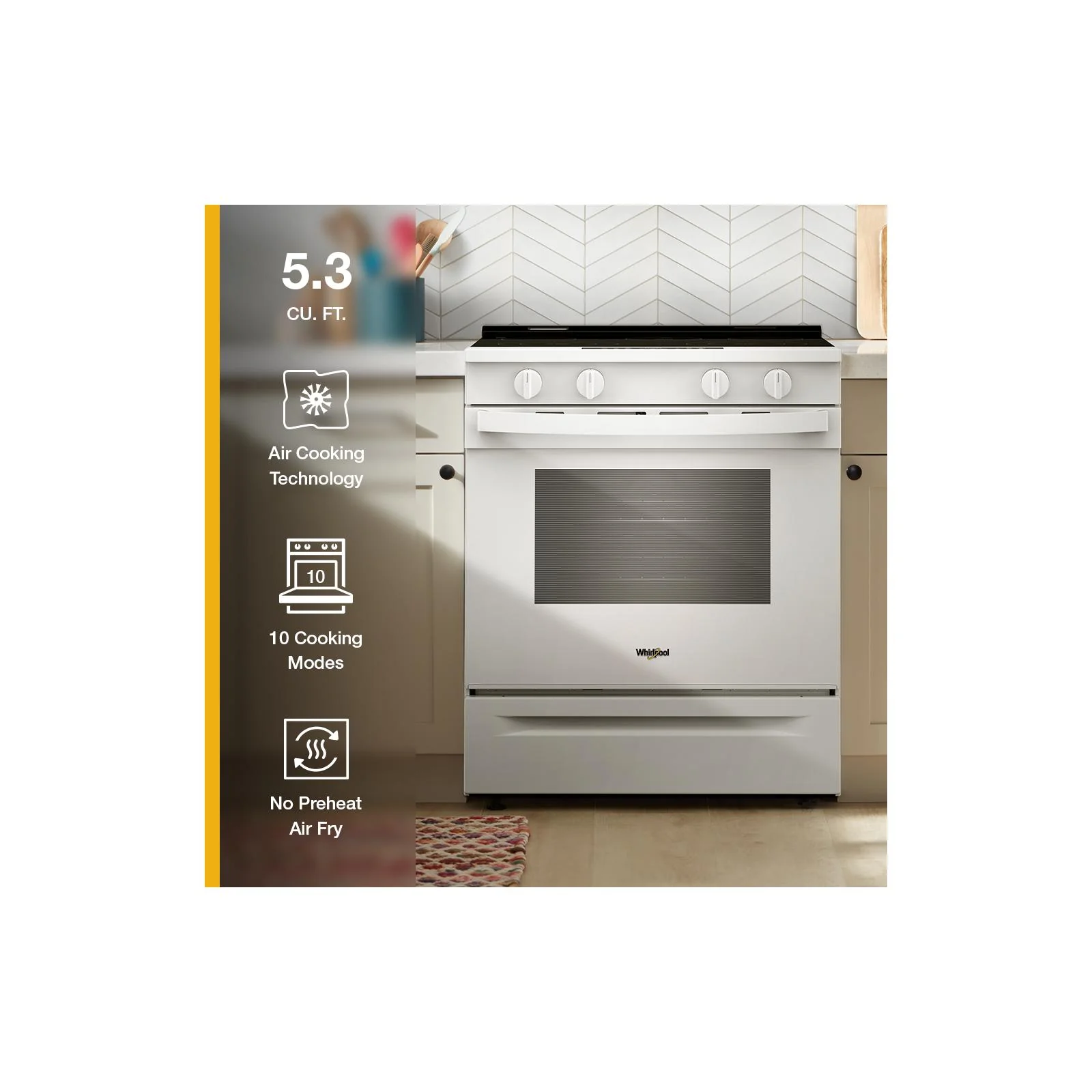 Whirlpool White Slide-In Smart Electric Convection Range (5.3 Cu. Ft.) - YWSES4530TW - Image 8